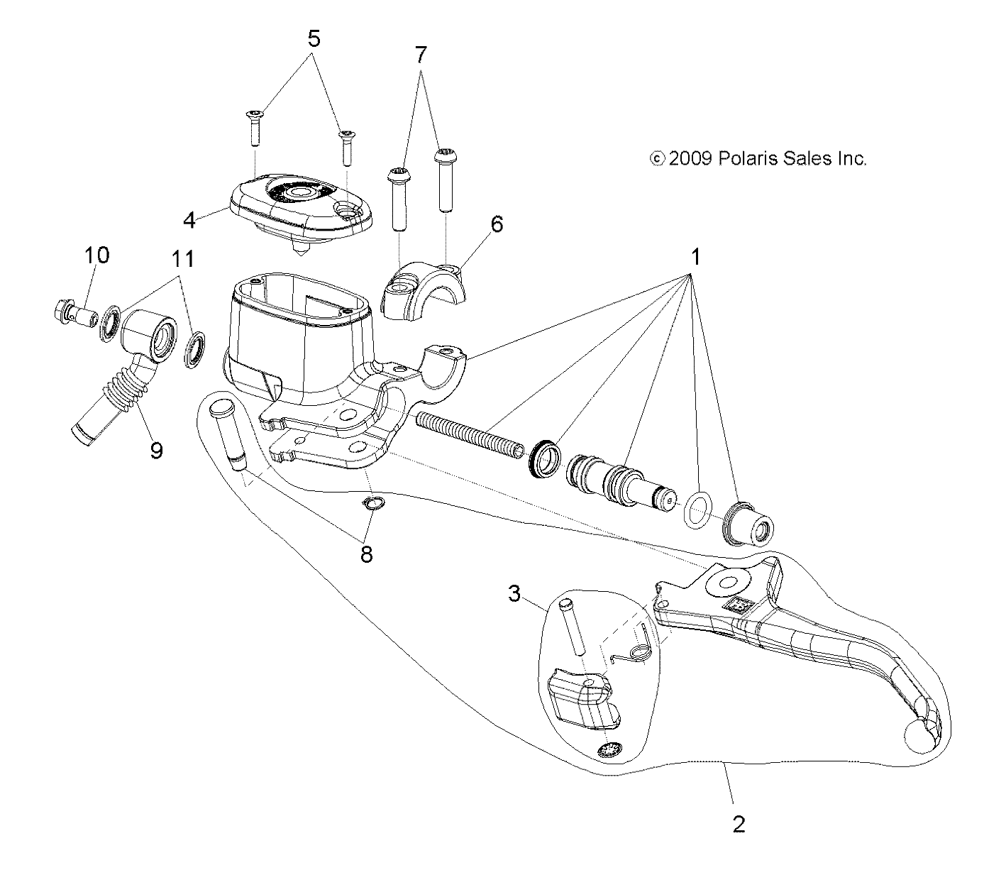 BRAKES, FRONT BRAKE LEVER and MASTER CYLINDER - A11NA32FA (49ATVMCLH10BOSSI)