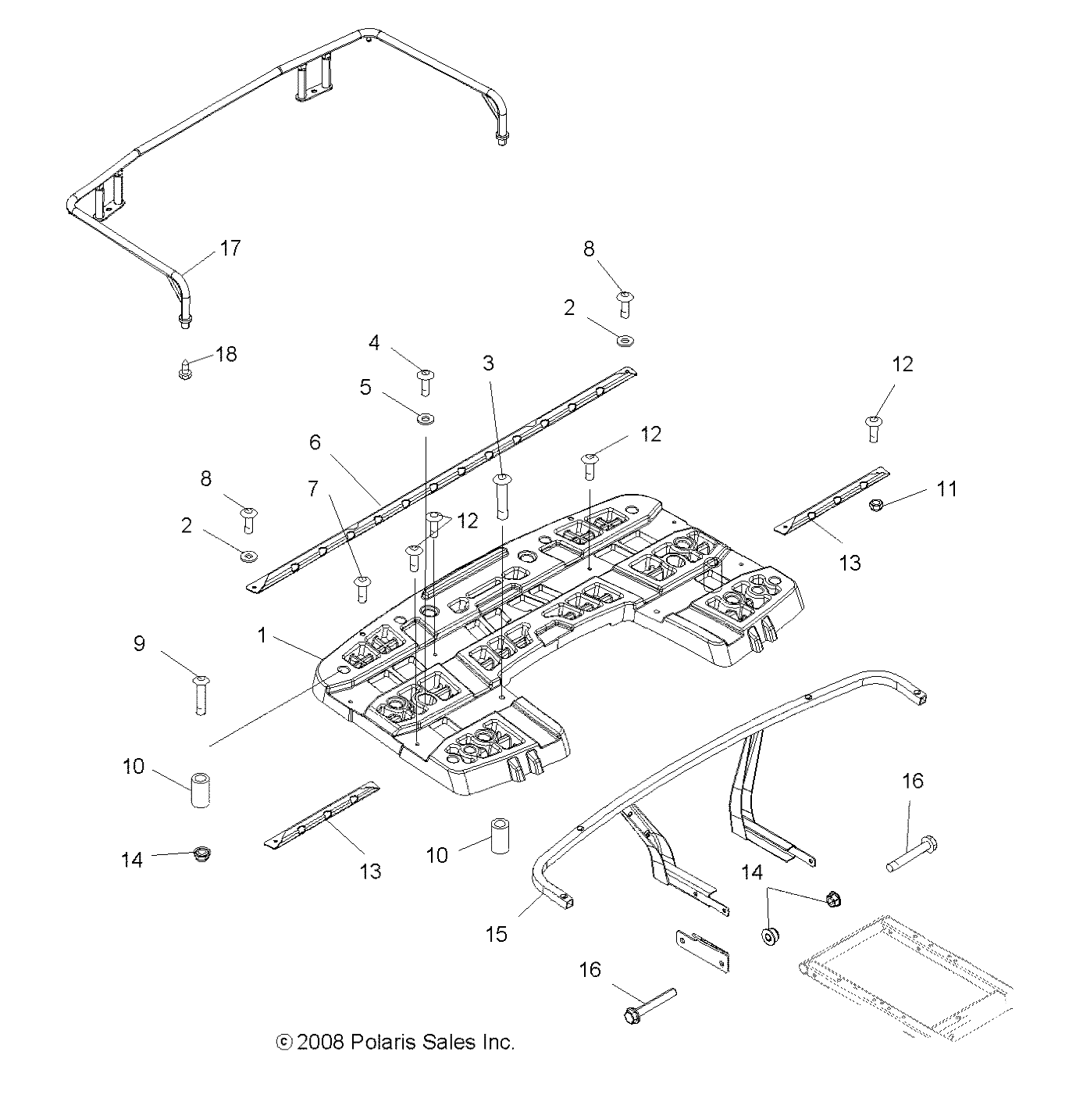 BODY, REAR RACK ASM. - A08MN50AF/AN/AQ/AR/AS/AT/AW/AX (49ATVRACKMTG08SP500EFI)