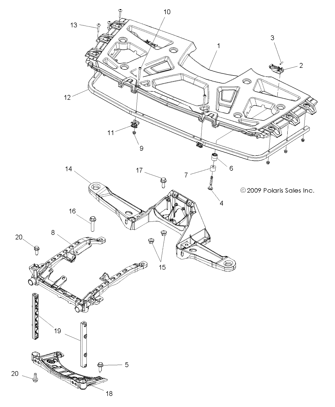 BODY, FRONT RACK and SUPPORTS - A12ZN8EAD/EAH/EAL/EAM/EAO/EAS/EAT (49ATVRACKMTG10SPXP550)