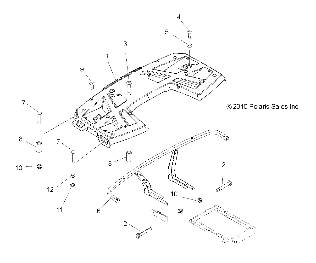 BODY, REAR RACK - A12MB46FZ (49ATVRACKMTGRR11SP500F)