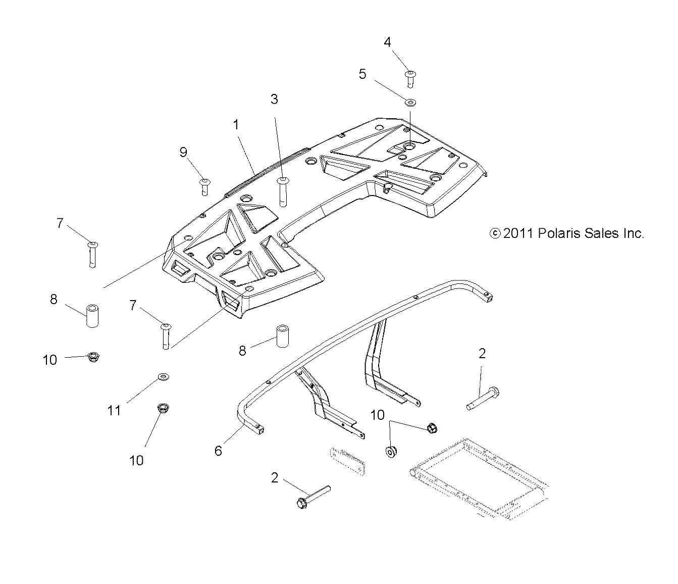 BODY, REAR RACK - A14MH46AA/AH (49ATVRACKMTGRR12SP500F)