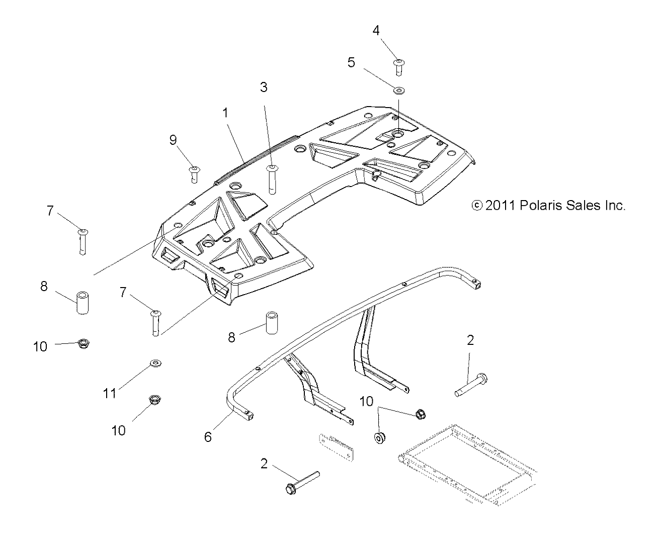 BODY, REAR RACK - A13MN50ET/EX (49ATVRACKMTGRR12SP500TR)