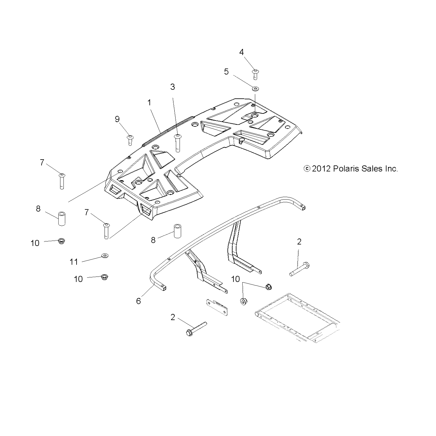 BODY, REAR RACK - A13MB46FZ (49ATVRACKMTGRR13HAWK)