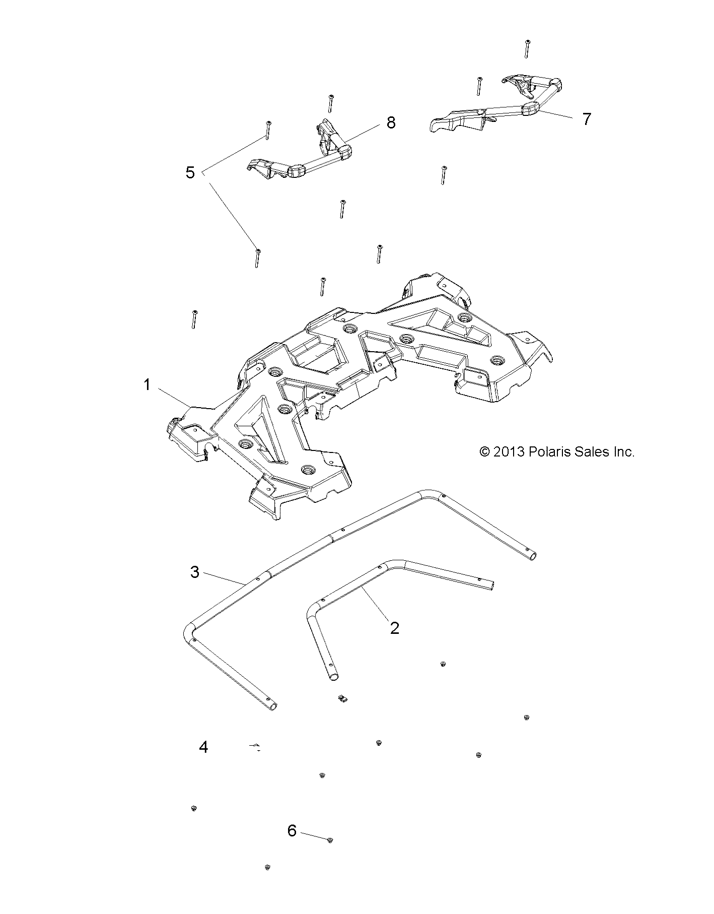 BODY, REAR RACK and HAND GRIPS - A18SDA57B7/L7/E57B5/D57LU (49ATVRACKMTGRR14SP570TRG)