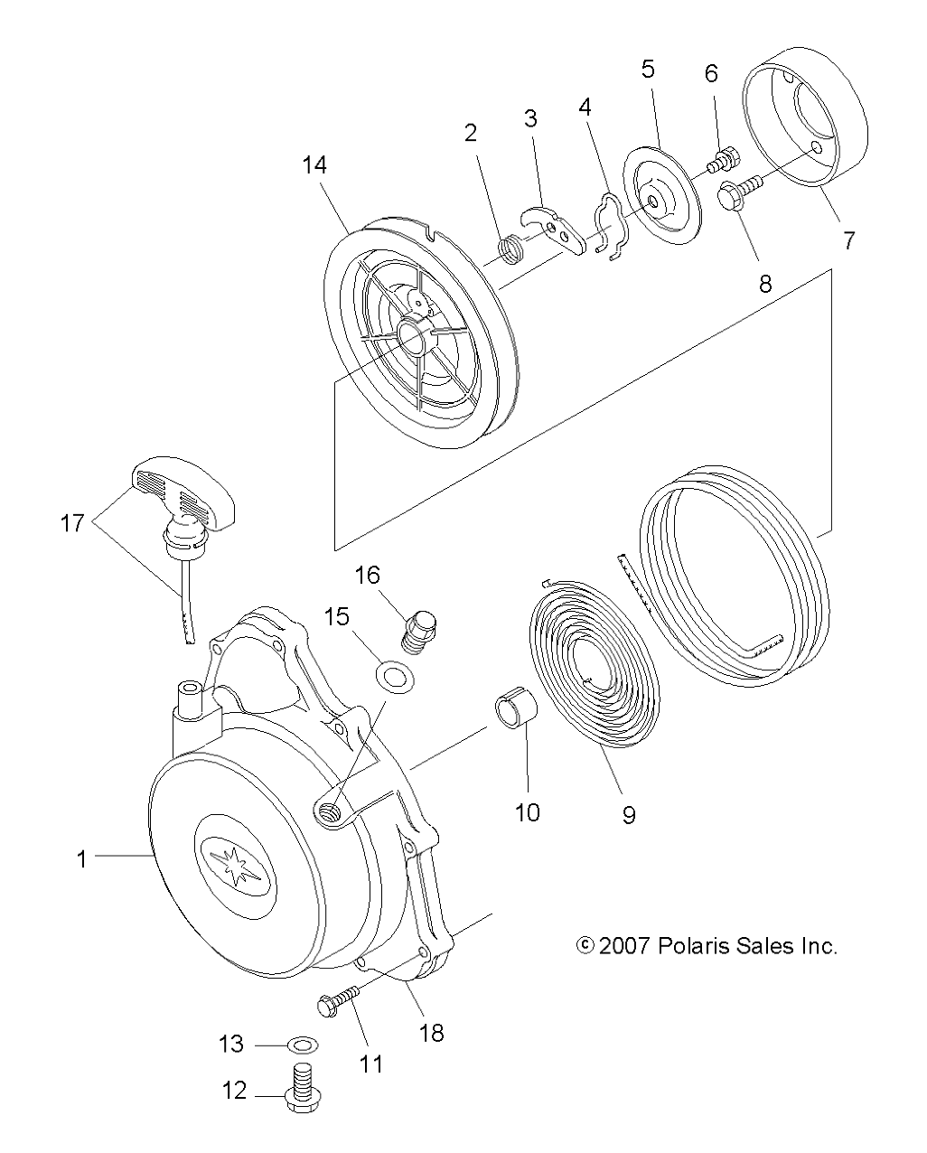 ENGINE, RECOIL STARTER - A10LB27AA (49ATVRECOIL08SP300)