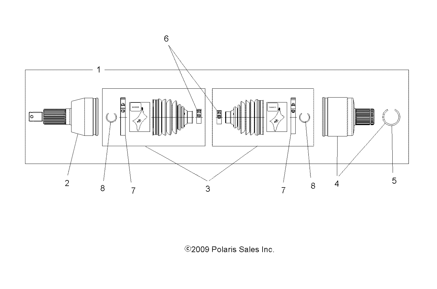 DRIVE TRAIN, DRIVE SHAFT, REAR (Built 11/16/09 and Before) - A10ZX55AL/AT/AX (49ATVSHAFTDRIVERR1332809)