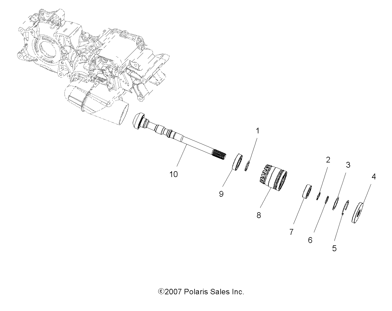 DRIVE TRAIN, MAIN GEARCASE OUTPUT SHAFT - A11DH50AX/AZ (49ATVSHAFTOUTPUT08SPX25)