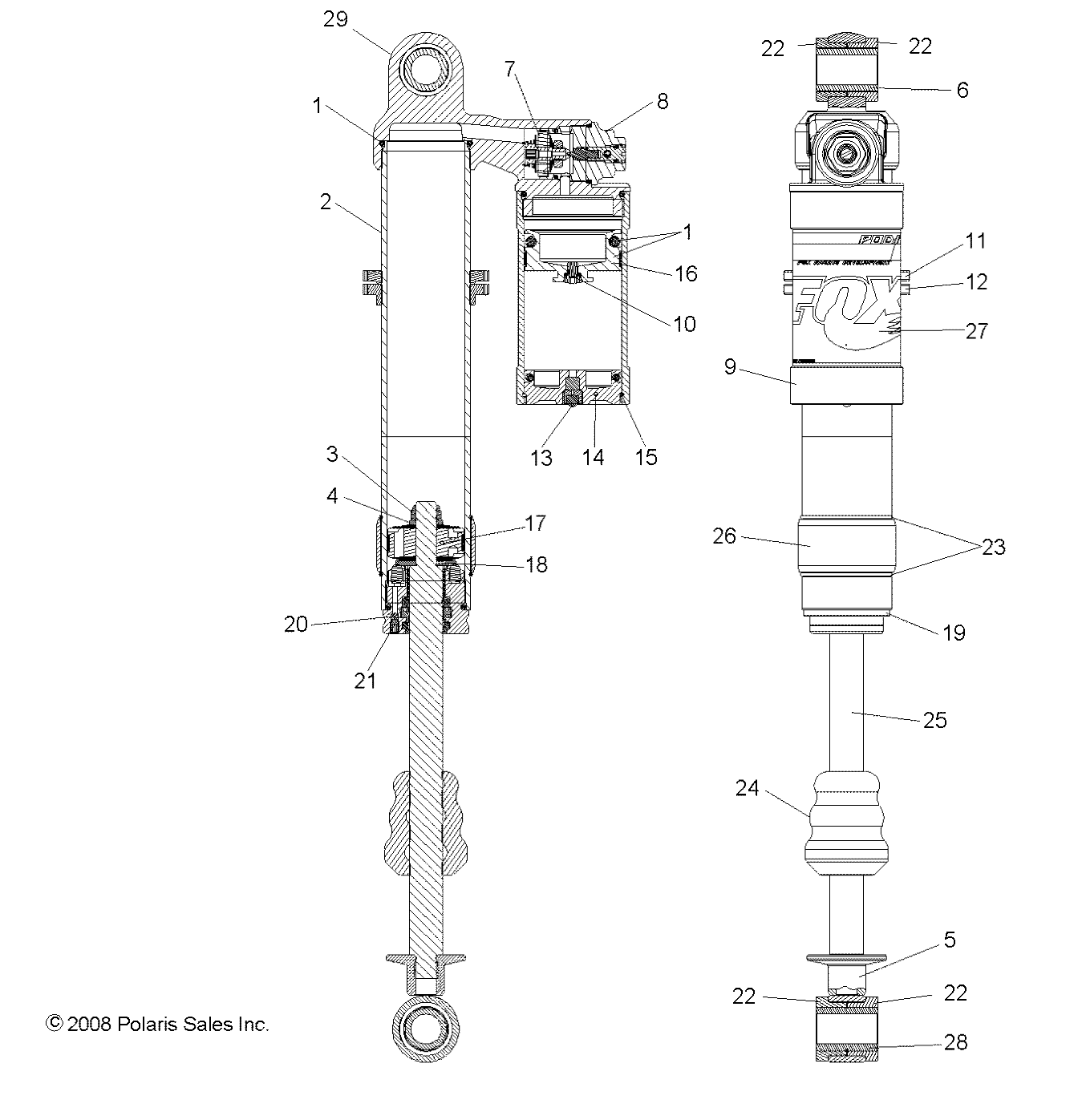 SUSPENSION, FRONT SHOCK - A09GJ45AA (49ATVSHOCKFRT7043475)