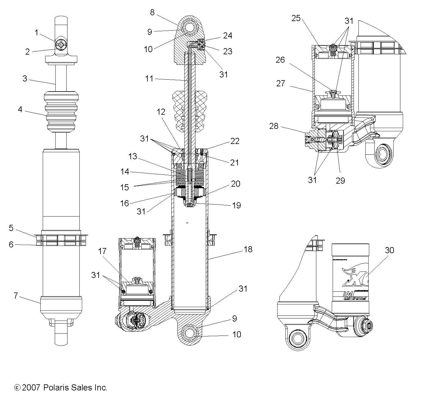 SUSPENSION, REAR SHOCK - A08GJ45AA (49ATVSHOCKRR7043331)