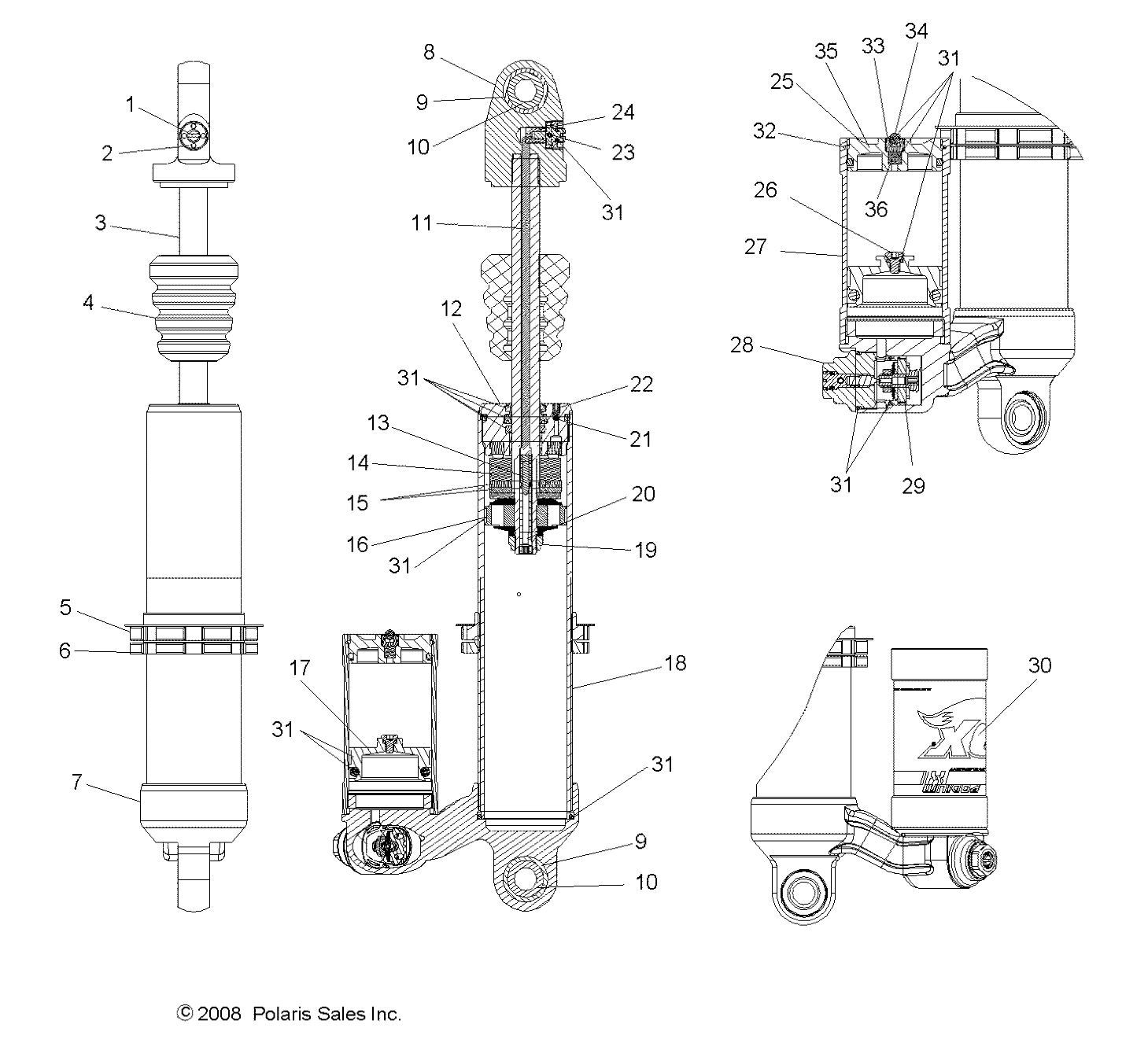 SUSPENSION, REAR SHOCK - A09GJ45AA (49ATVSHOCKRR7043473)