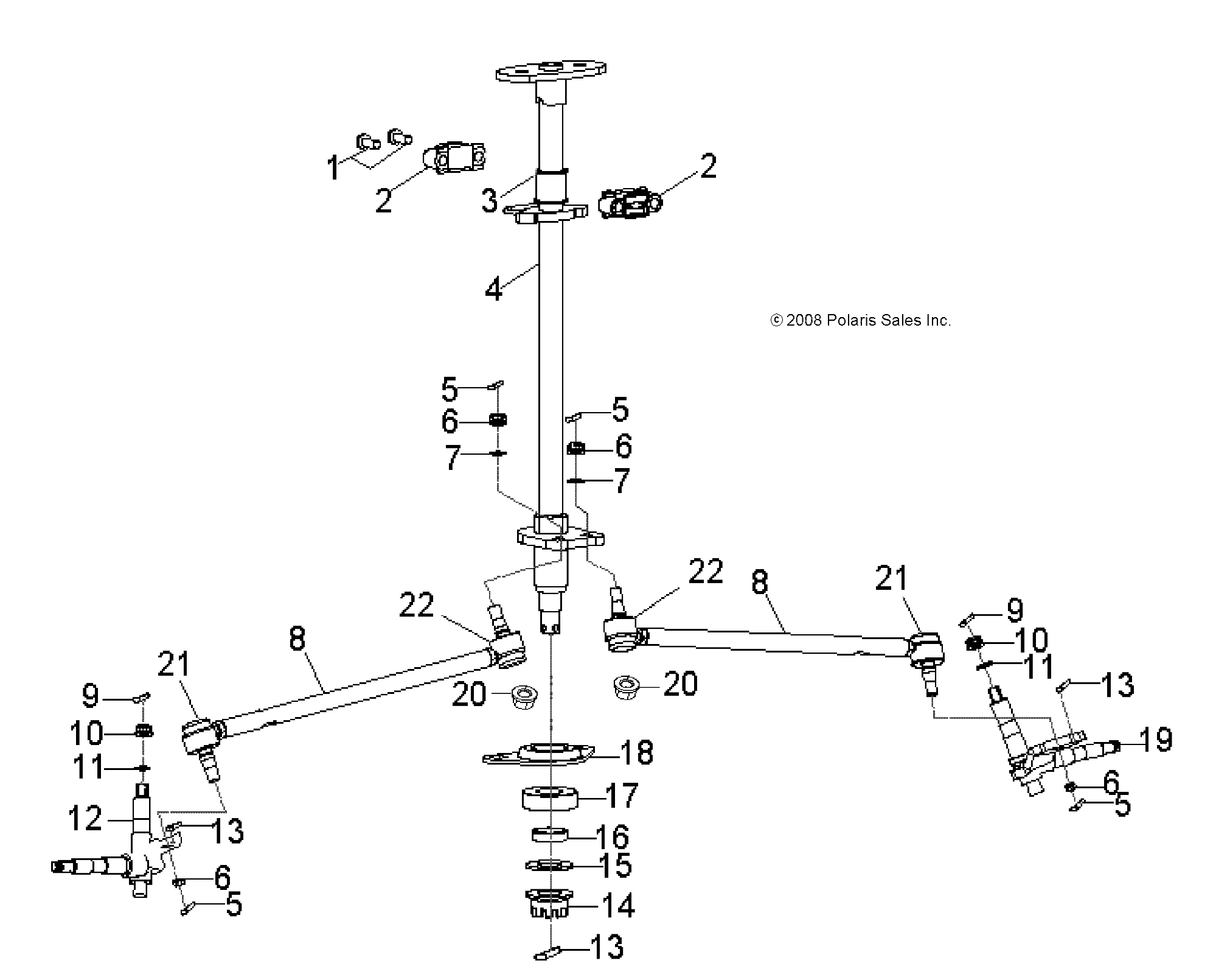 STEERING, STEERING POST and TIE ROD ASM. - A09FA09AA/AB (49ATVSTEERING09OTLW90)