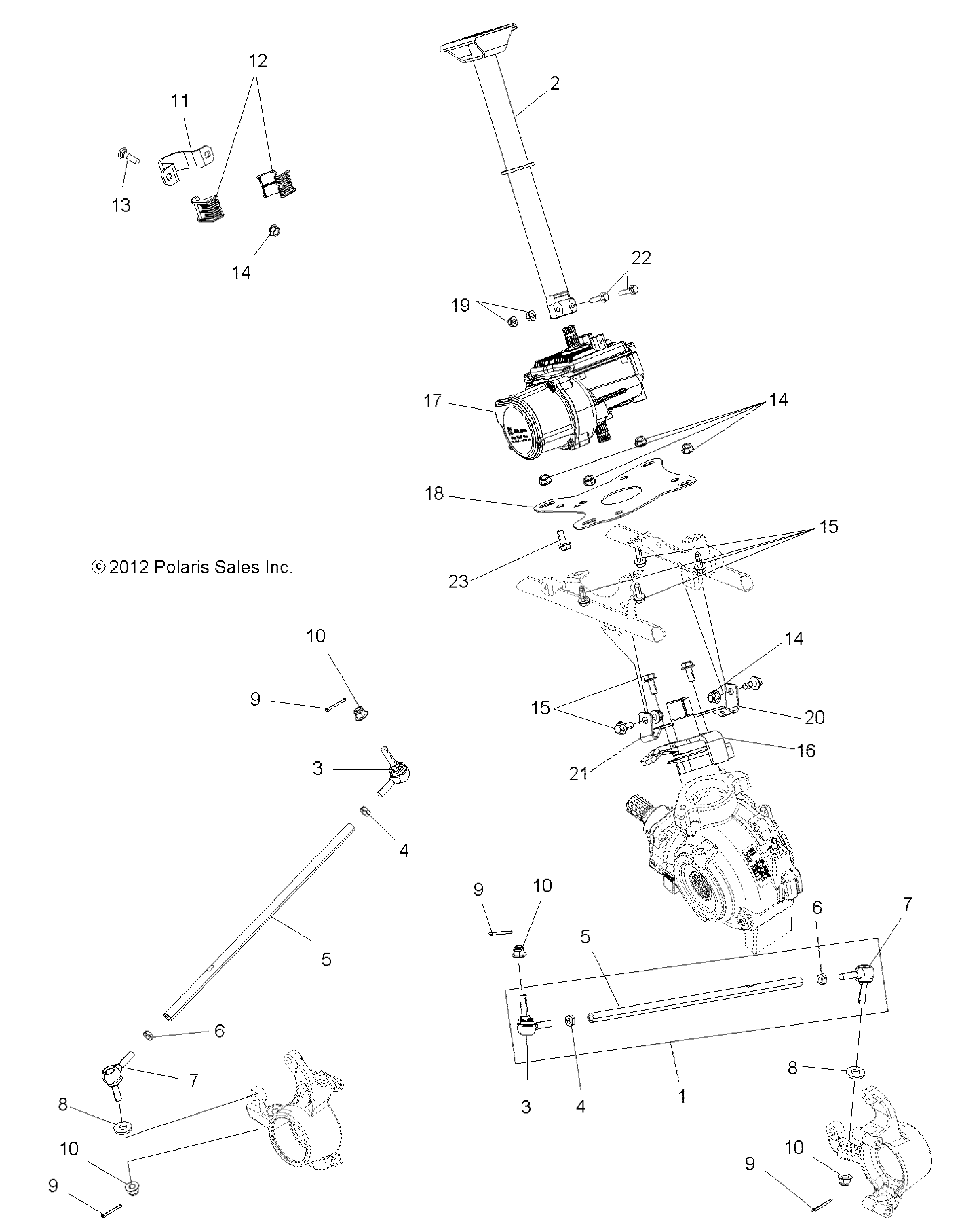 STEERING, STEERING POST ASM. - A13GH8EAK (49ATVSTEERING13850SCRAM)