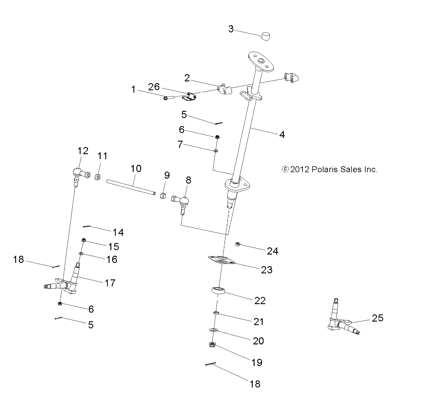 STEERING, STEERING POST and TIE ROD ASM. - A25YKA11N1/N5 (49ATVSTEERING13OUT90)