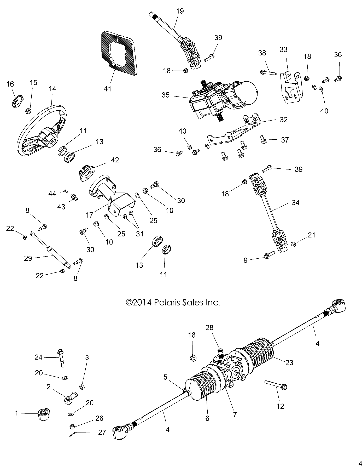 STEERING, STEERING ASM. - A15DAE57EK (49ATVSTEERING15570ACE)