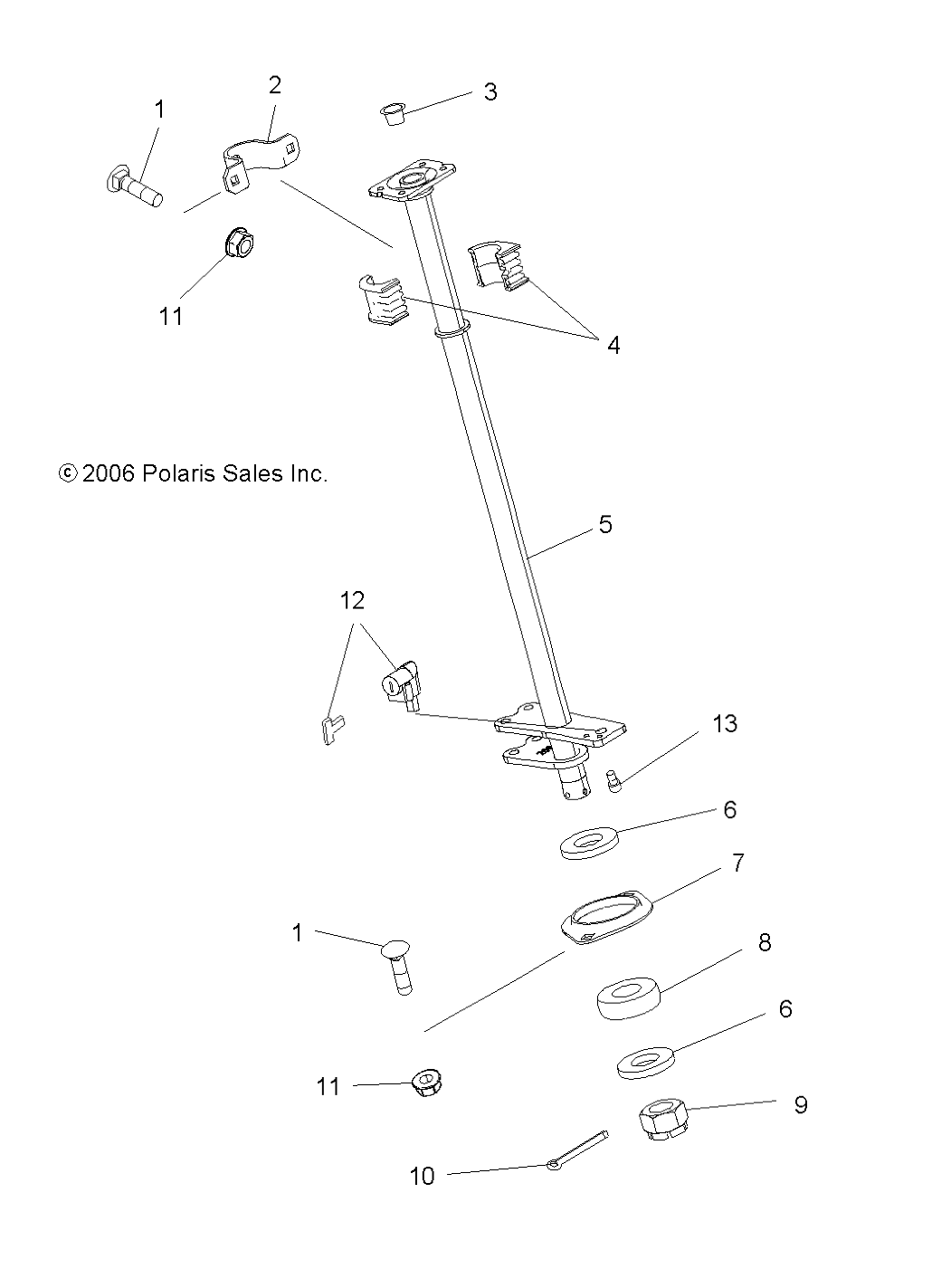 STEERING POST - A07TH50EA (49ATVSTEERINGX2QUAD)