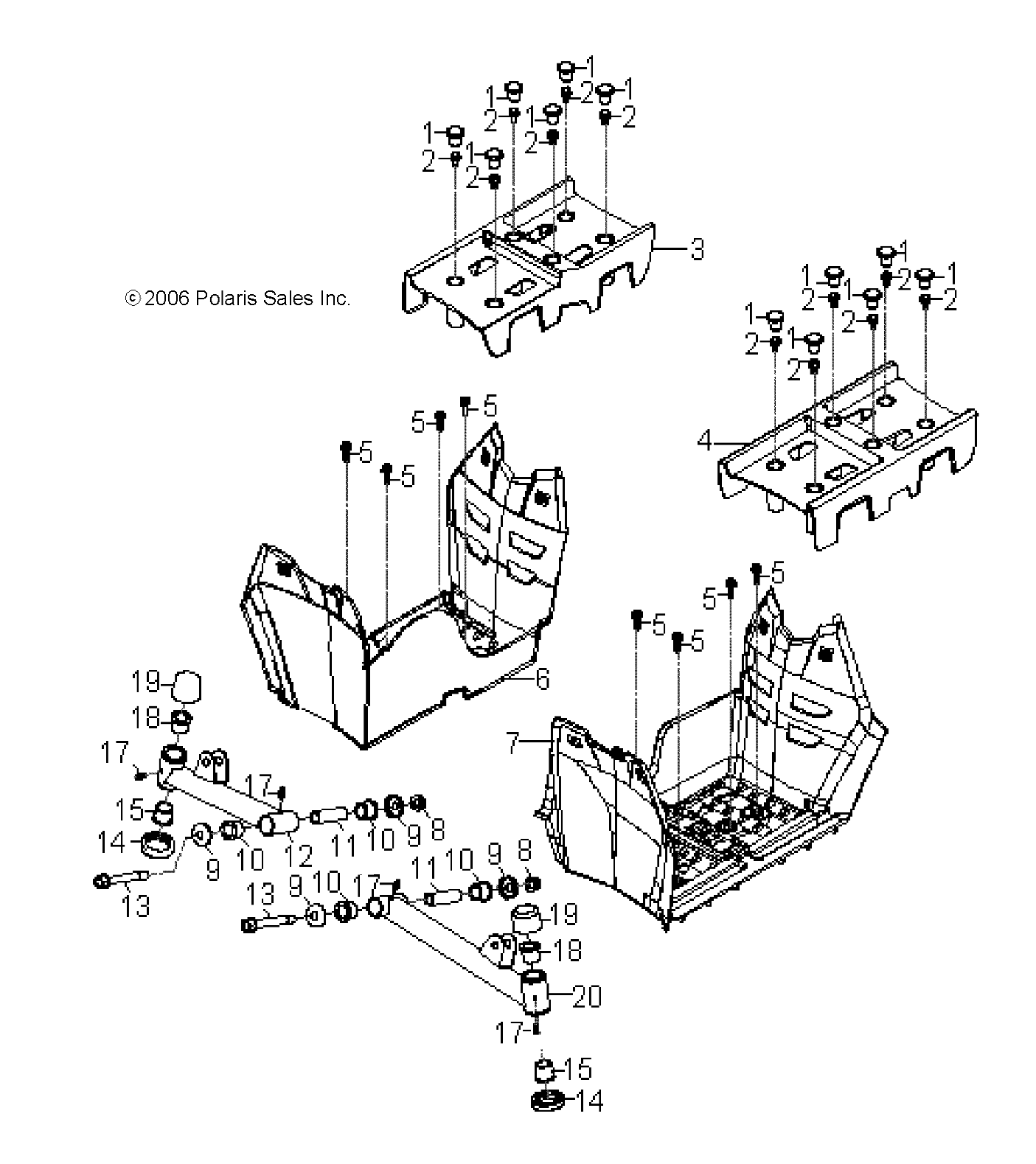 CHASSIS, FOOTREST - A18YAK05N4/N6 (49ATVSUSPFRT08OUT50)