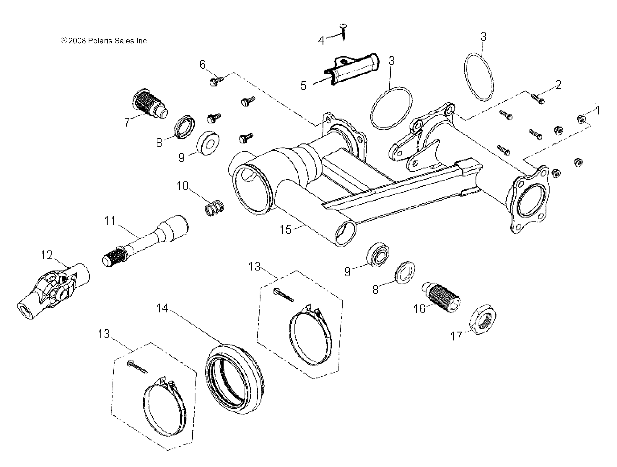 CHASSIS, REAR SWING ARM - A18YAP20A8 (49ATVSWINGARMRR07PHX)