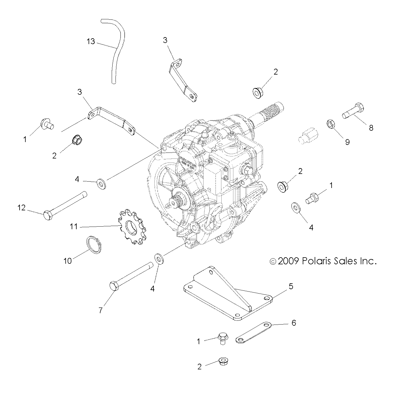 DRIVE TRAIN, MAIN GEARCASE MOUNTING - A13NA32AA (49ATVTRANMTG11TBLZR)