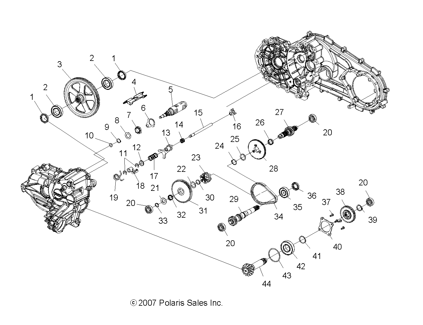 DRIVE TRAIN, MAIN GEARCASE INTERNALS - A08LH27AW/AX/AZ (49ATVTRANSINTL08SP300)