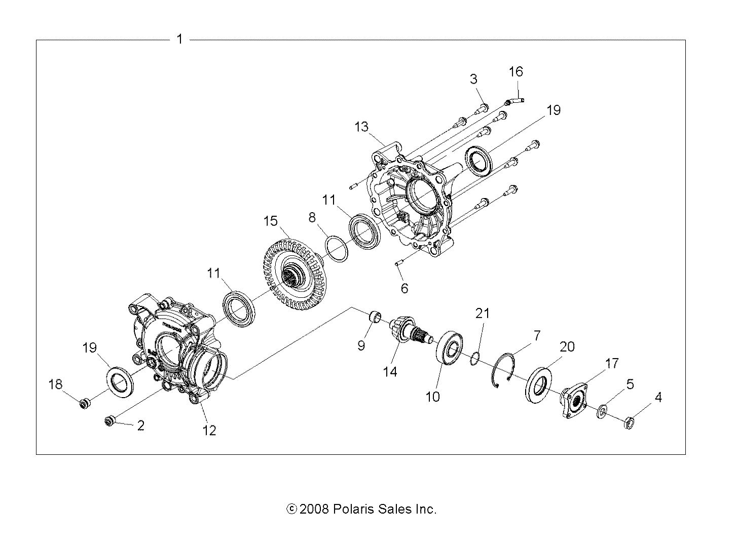 DRIVE TRAIN, REAR GEARCASE INTERNALS (Built 12/01/08 and Before) - A09ZN85/8X ALL OPTIONS (49ATVTRANSINTL09SPXP550)