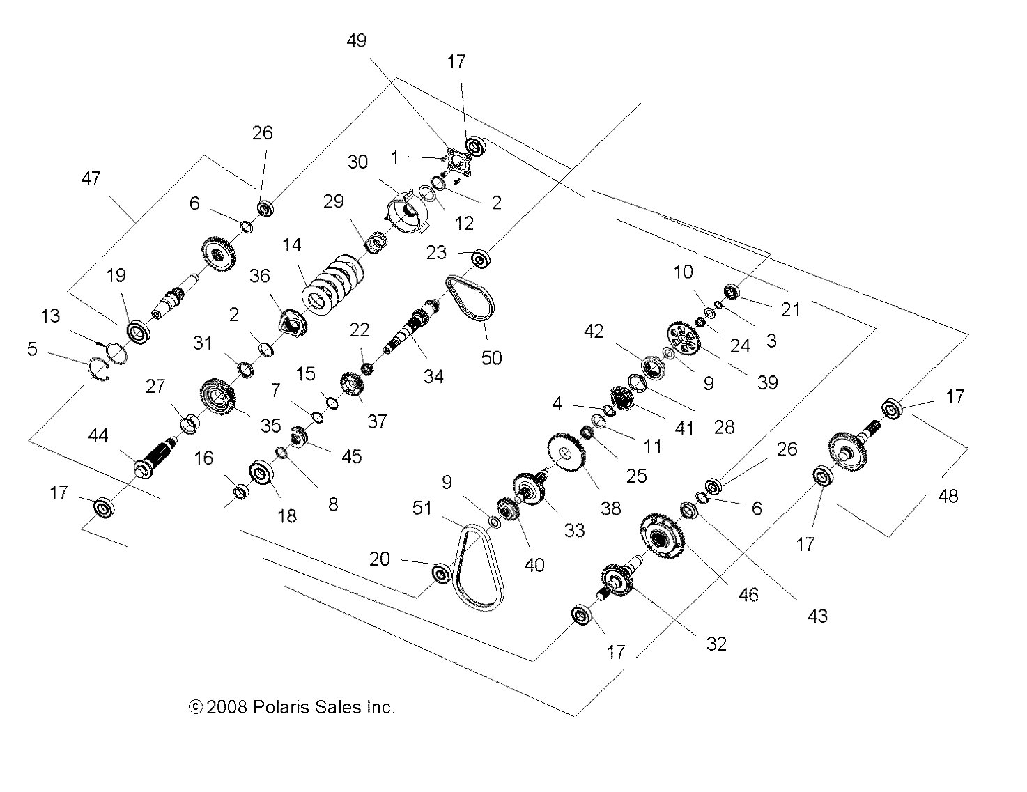 DRIVE TRAIN, MAIN GEARCASE INTERNALS - A09ZN85/8X ALL OPTIONS (49ATVTRANSINTL09SPXP850)