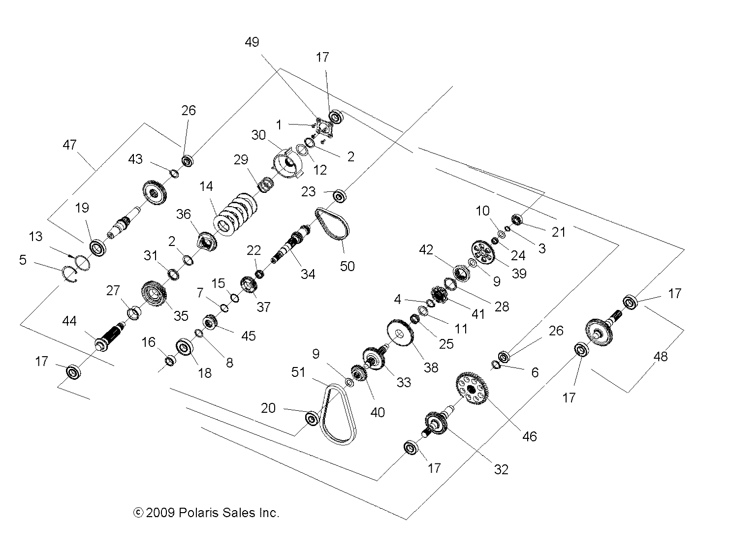 DRIVE TRAIN, MAIN GEARCASE INTERNALS - A10ZX85AK/AL/AS/AT/AX (49ATVTRANSINTL10SPXP850)