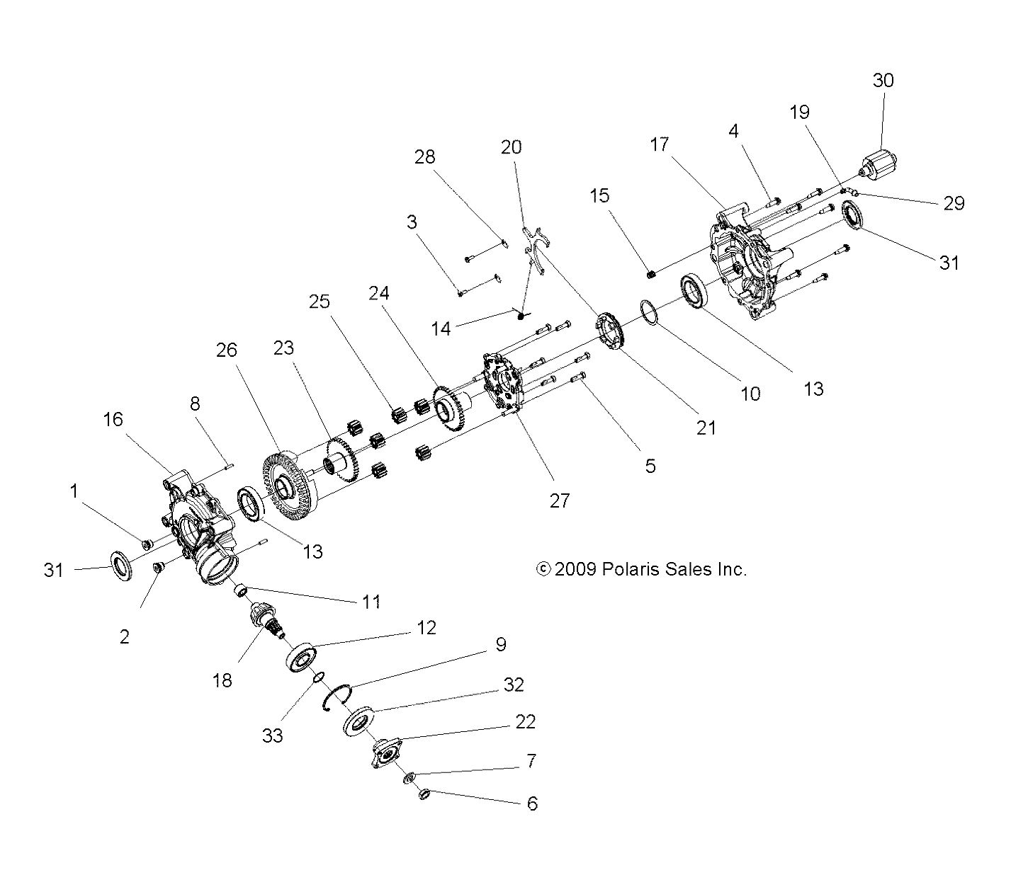 DRIVE TRAIN, REAR GEARCASE INTERNALS - A25SYE95PL (1332723)