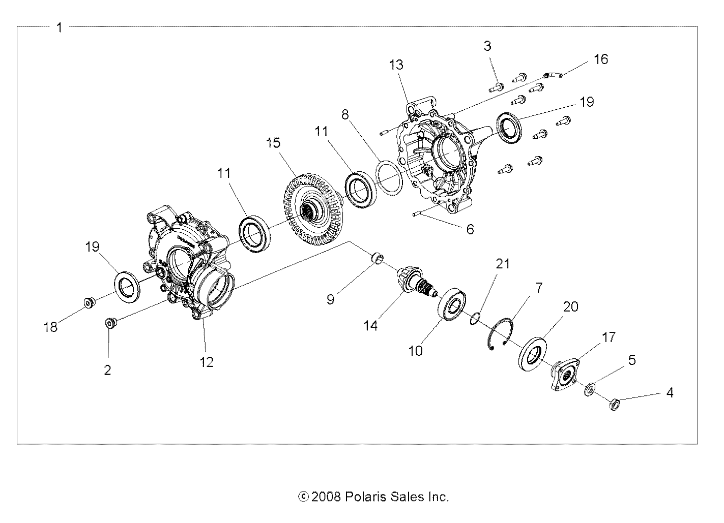 DRIVE TRAIN, REAR GEARCASE INTERNALS (Built 12/02/08 and After) - A09ZN85/8X ALL OPTIONS (49ATVTRANSINTL1332752)