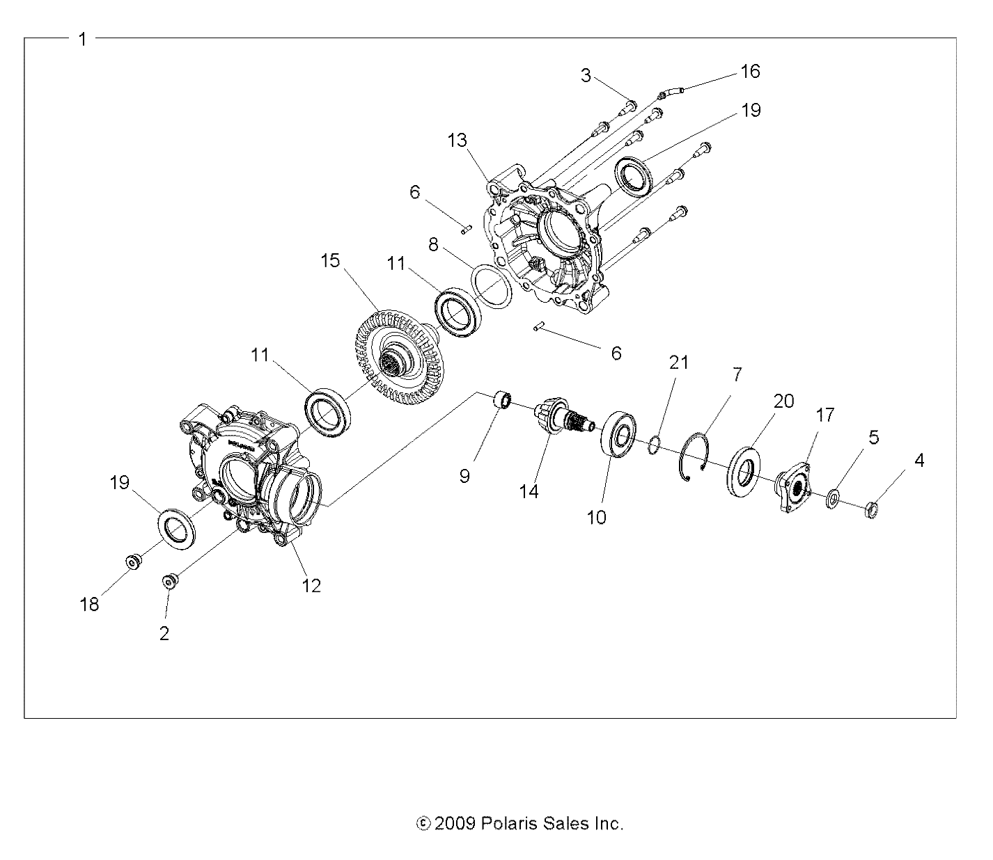 DRIVE TRAIN, REAR GEARCASE INTERNALS - A14ZN8EAB/C/I/M/P/S (49ATVTRANSINTL1332802)