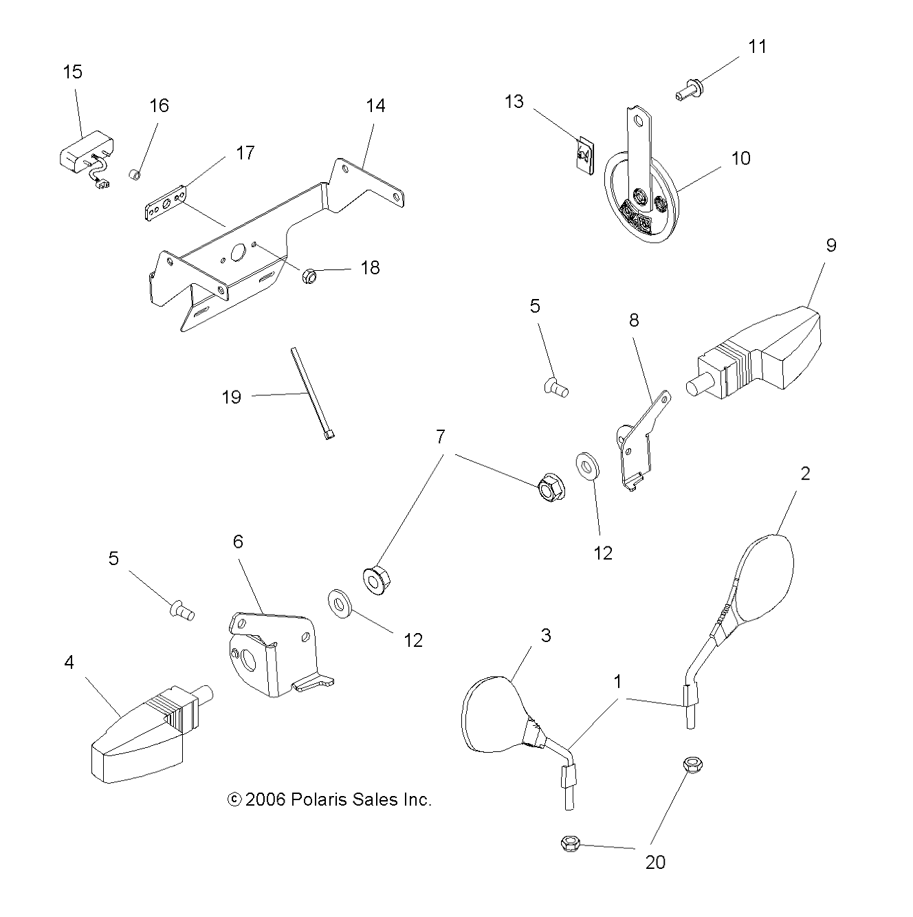 TURN SIGNALS/MIRRORS/HORN - A07MH50FC (49ATVTURNSIG075EFIIN)