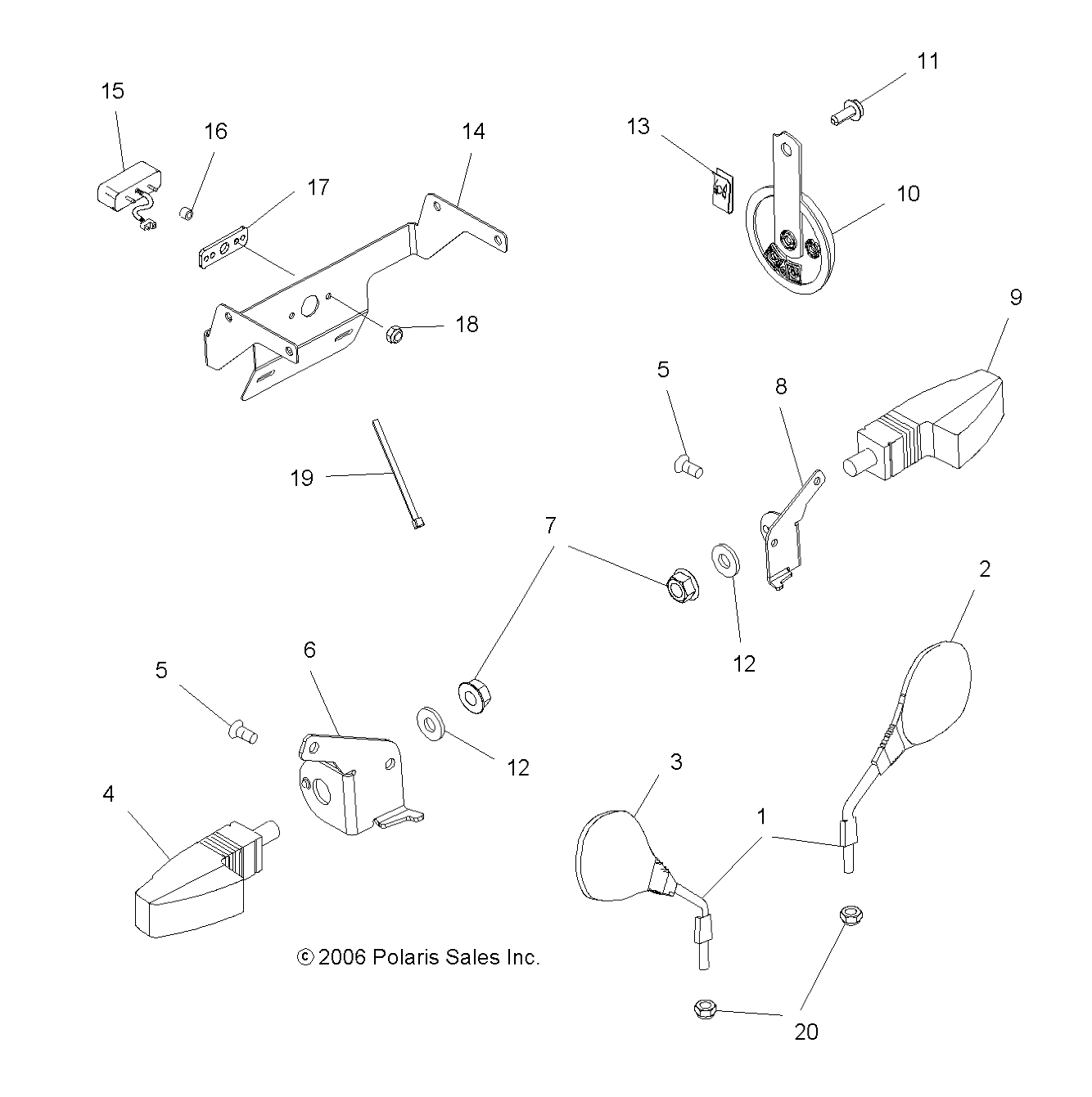 TURN SIGNALS/MIRRORS/HORN - A07MH76FA (49ATVTURNSIG078EFIIN)