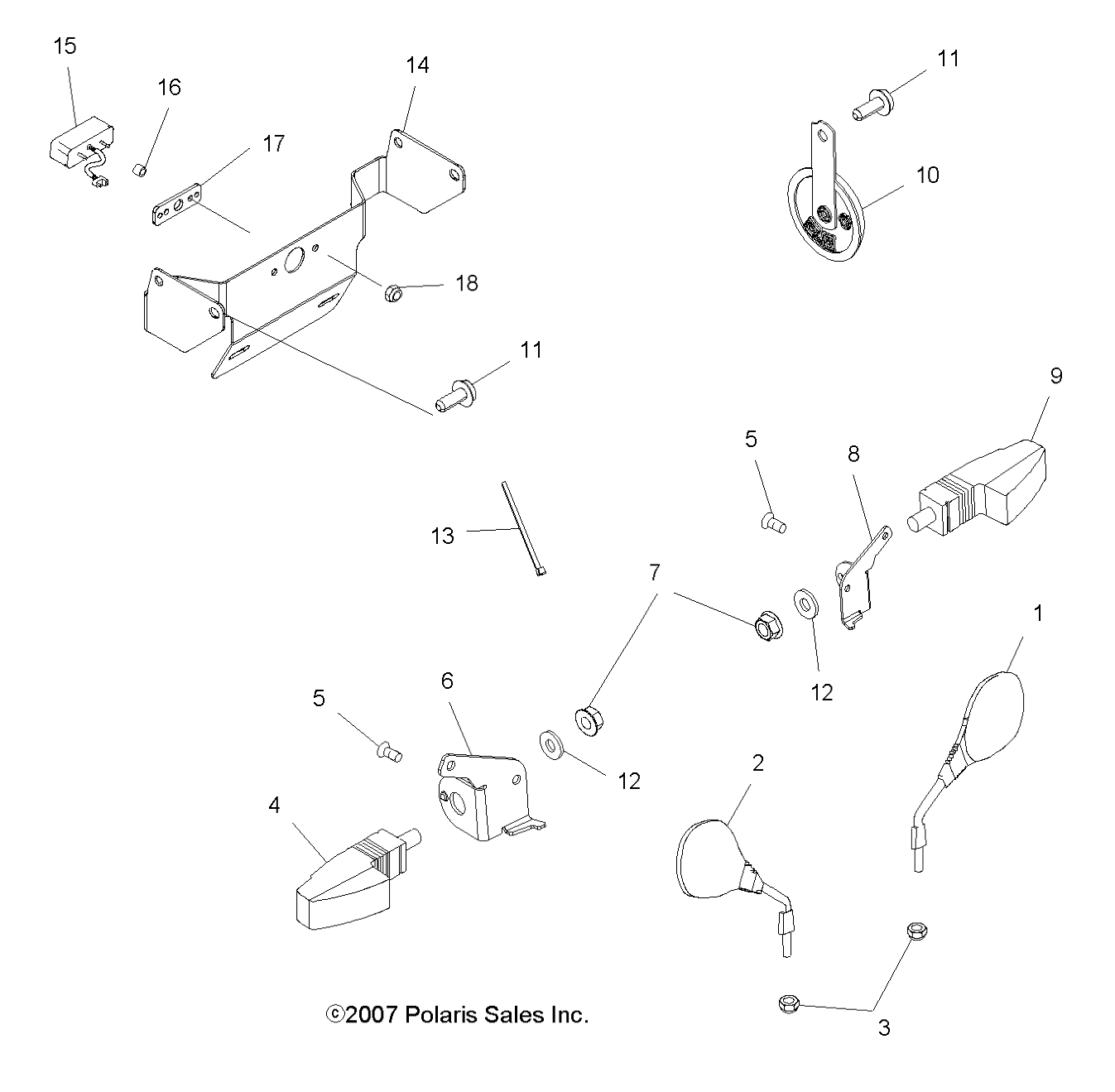 ELECTRICAL, TURN SIGNALS, HORN and MIRRORS - A09DN50EA (49ATVTURNSIG08SPTRG500QD)