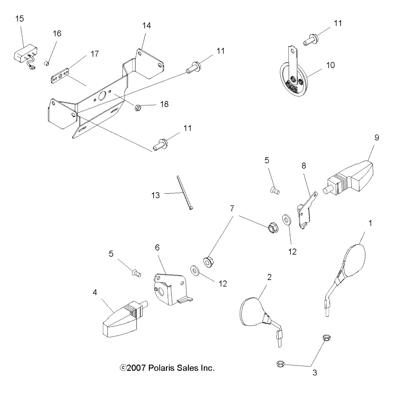 ELECTRICAL, TURN SIGNALS, HORN and MIRRORS - A08DN76FC (49ATVTURNSIG08SPTRG800I)