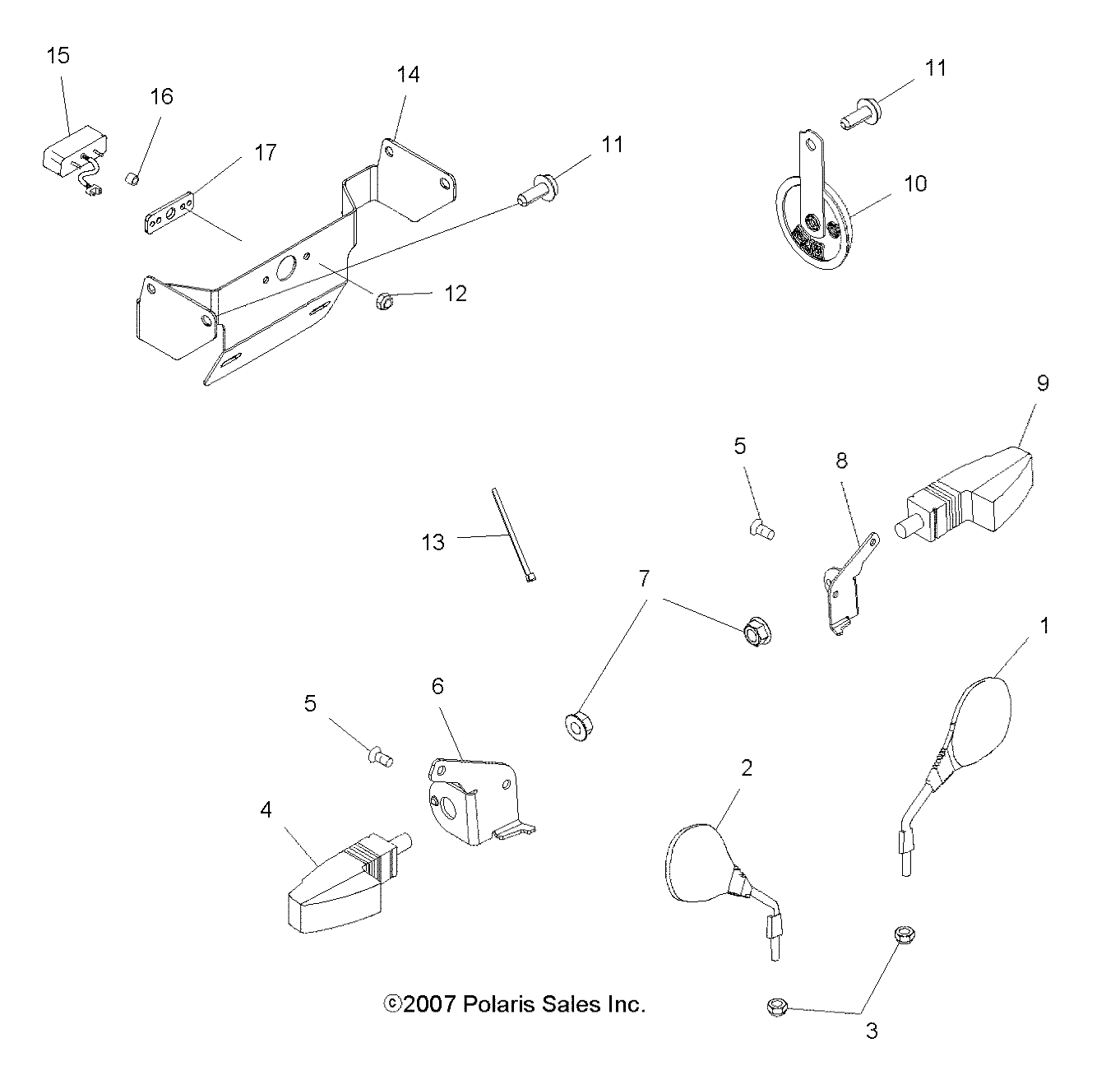 ELECTRICAL, TURN SIGNALS, HORN and MIRRORS - A09DN76FC (49ATVTURNSIG09SPTRG800I)