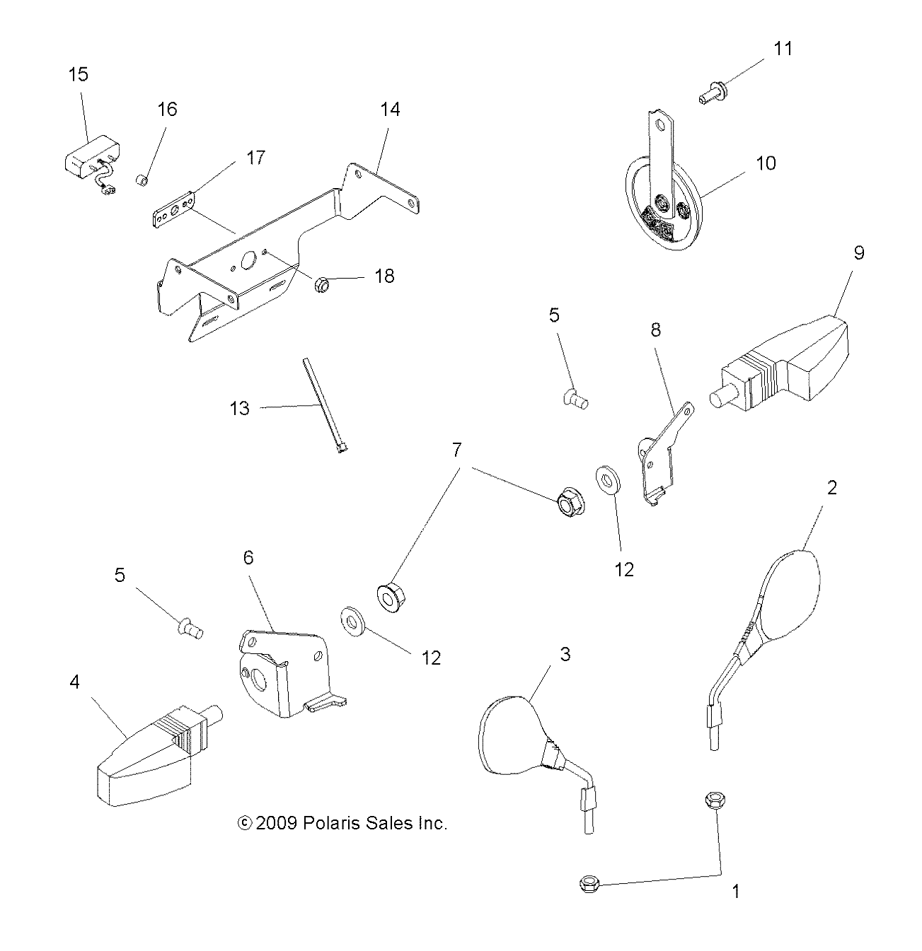 ELECTRICAL, TURN SIGNALS/MIRRORS/HORN - A10MH50FX/FF (49ATVTURNSIG10SP500I)