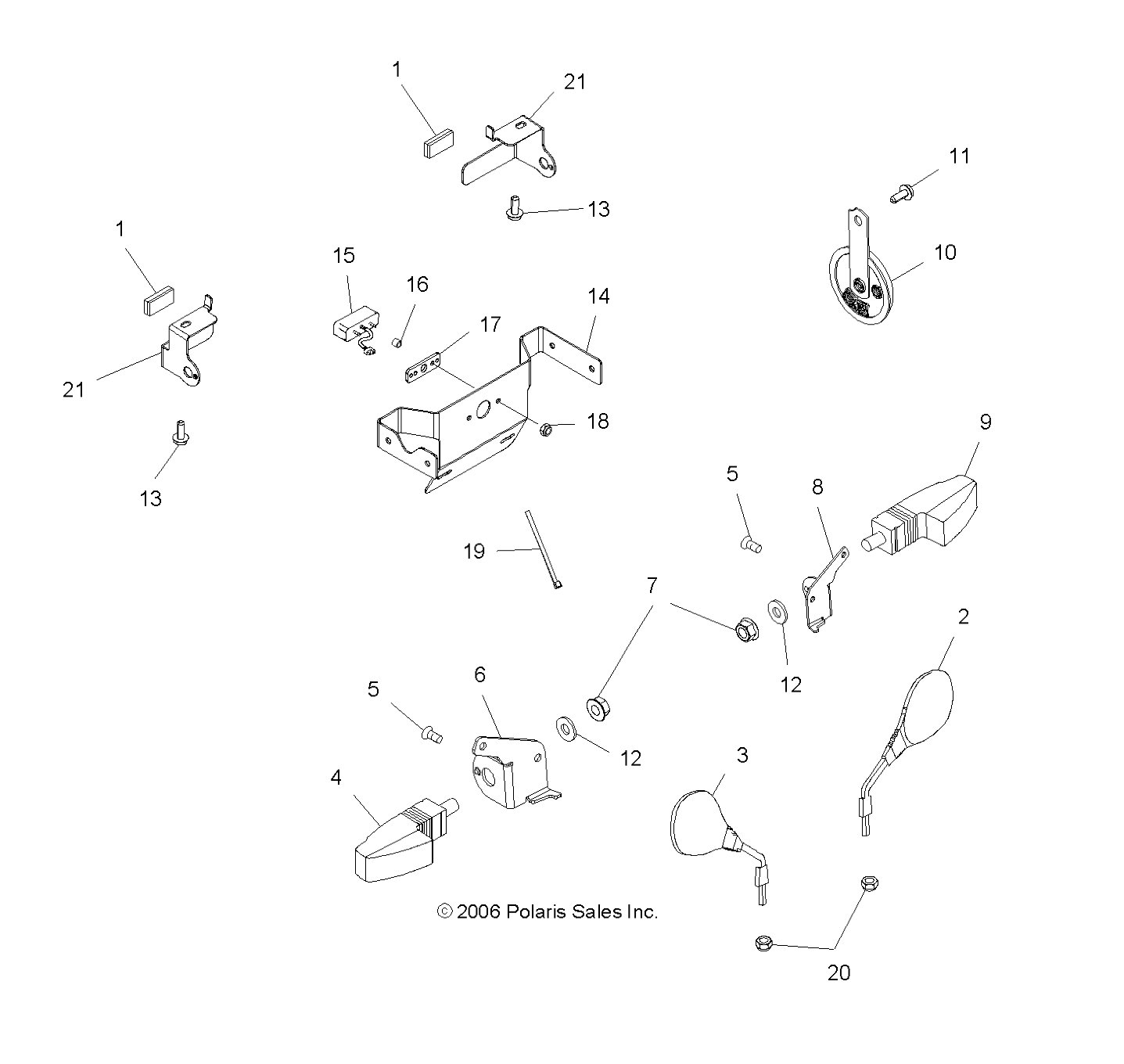 ELECTRICAL, TURN SIGNALSand HORN and MIRRORS - A09TN50EA (49ATVTURNSIGX2QUAD)