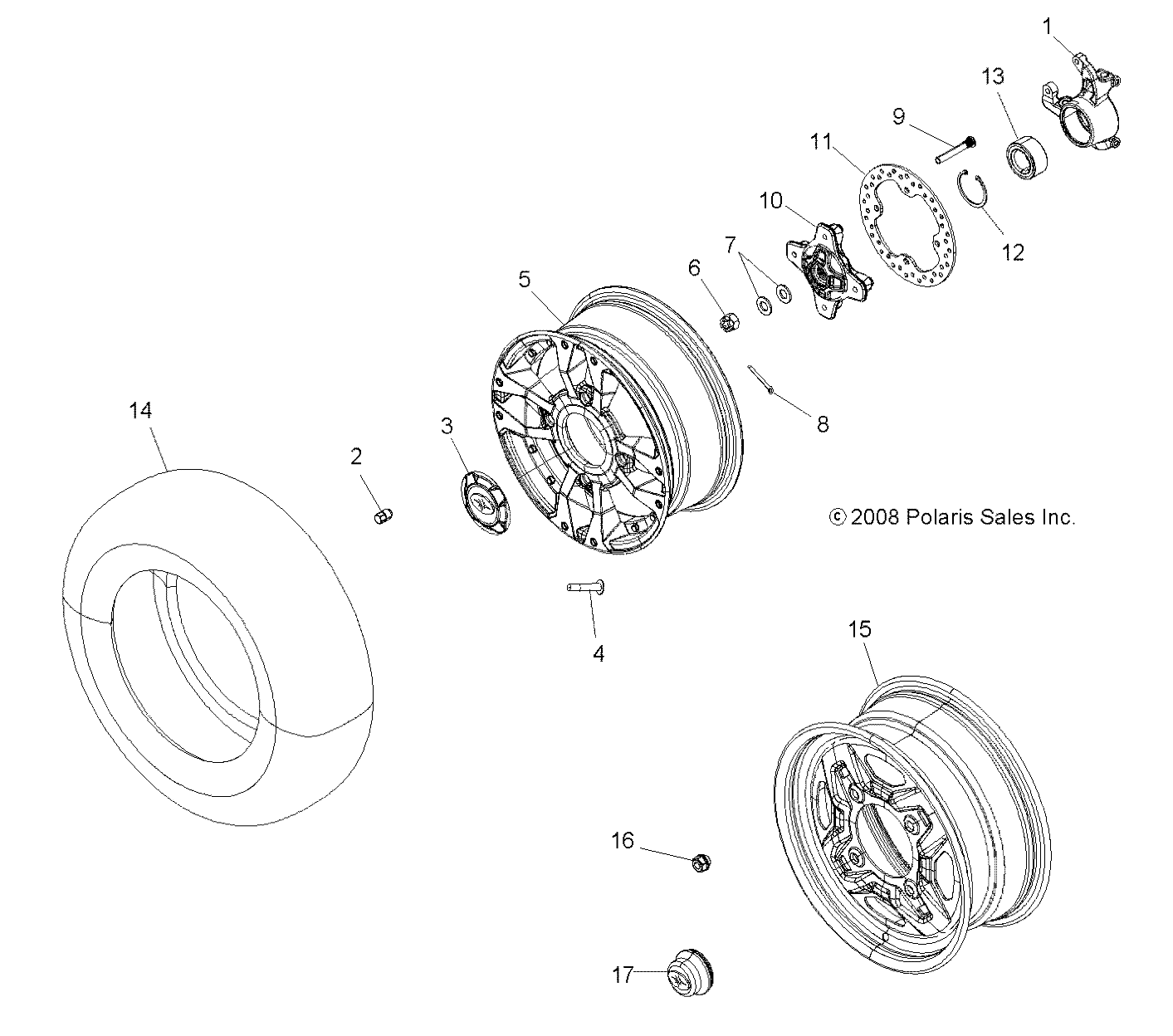 WHEELS, FRONT and HUB - A09ZN85/8X ALL OPTIONS (49ATVWHEELFRT09SPXP550)