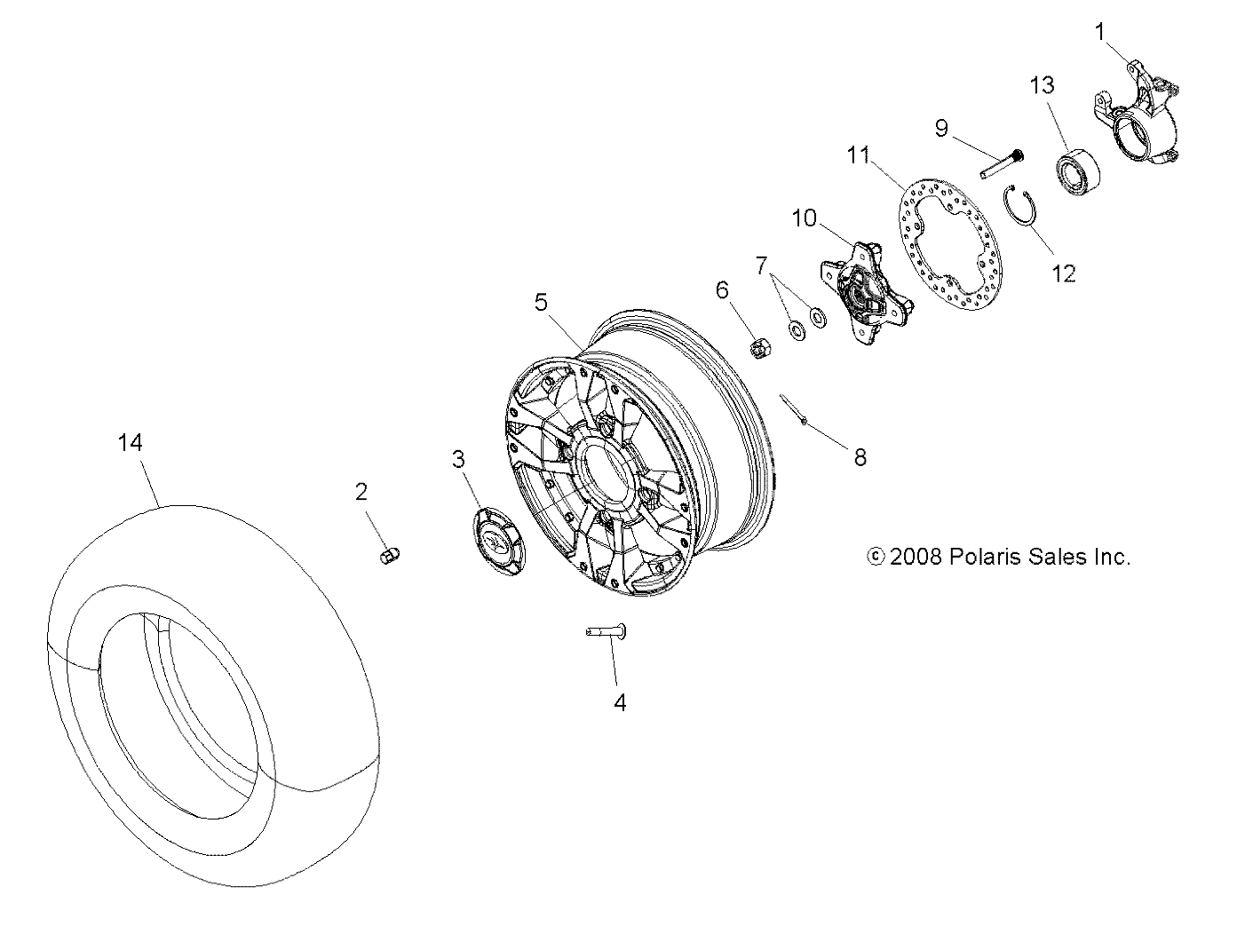 WHEELS, FRONT and HUB - A09ZX85FS/CFS (49ATVWHEELFRT09SPXP850I)