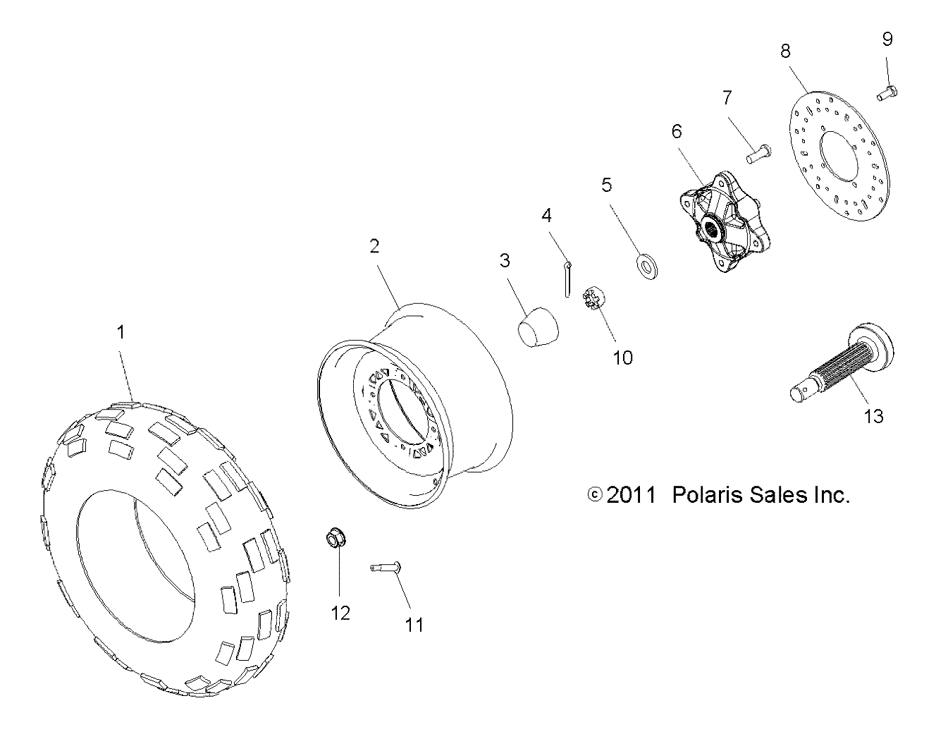 WHEELS, FRONT TIRE and BRAKE DISC - A15SAA32EH (49ATVWHEELFRT11HAWK)