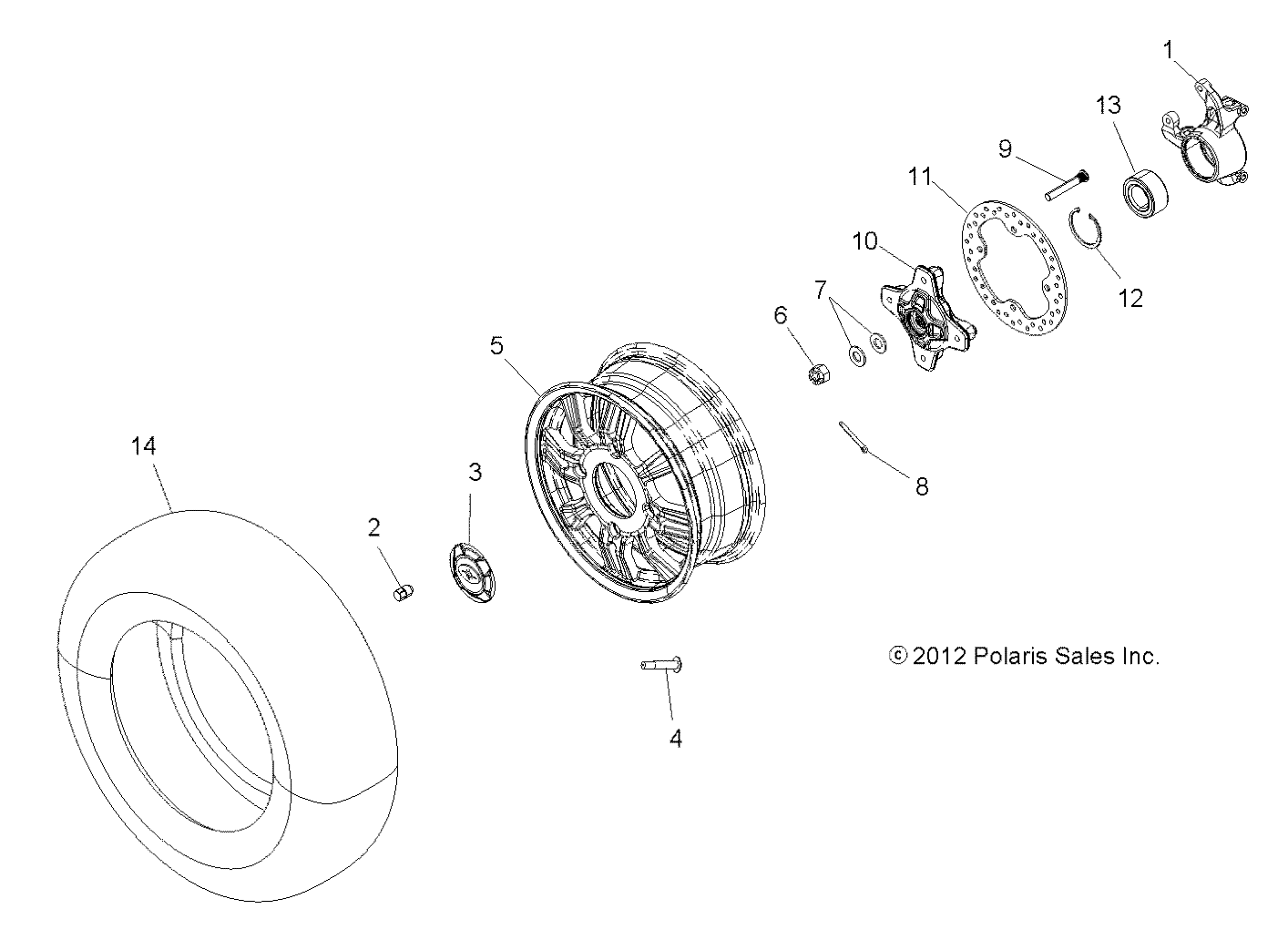 WHEELS, FRONT and HUB - A13GH8EAK (49ATVWHEELFRT13850SCRAM)