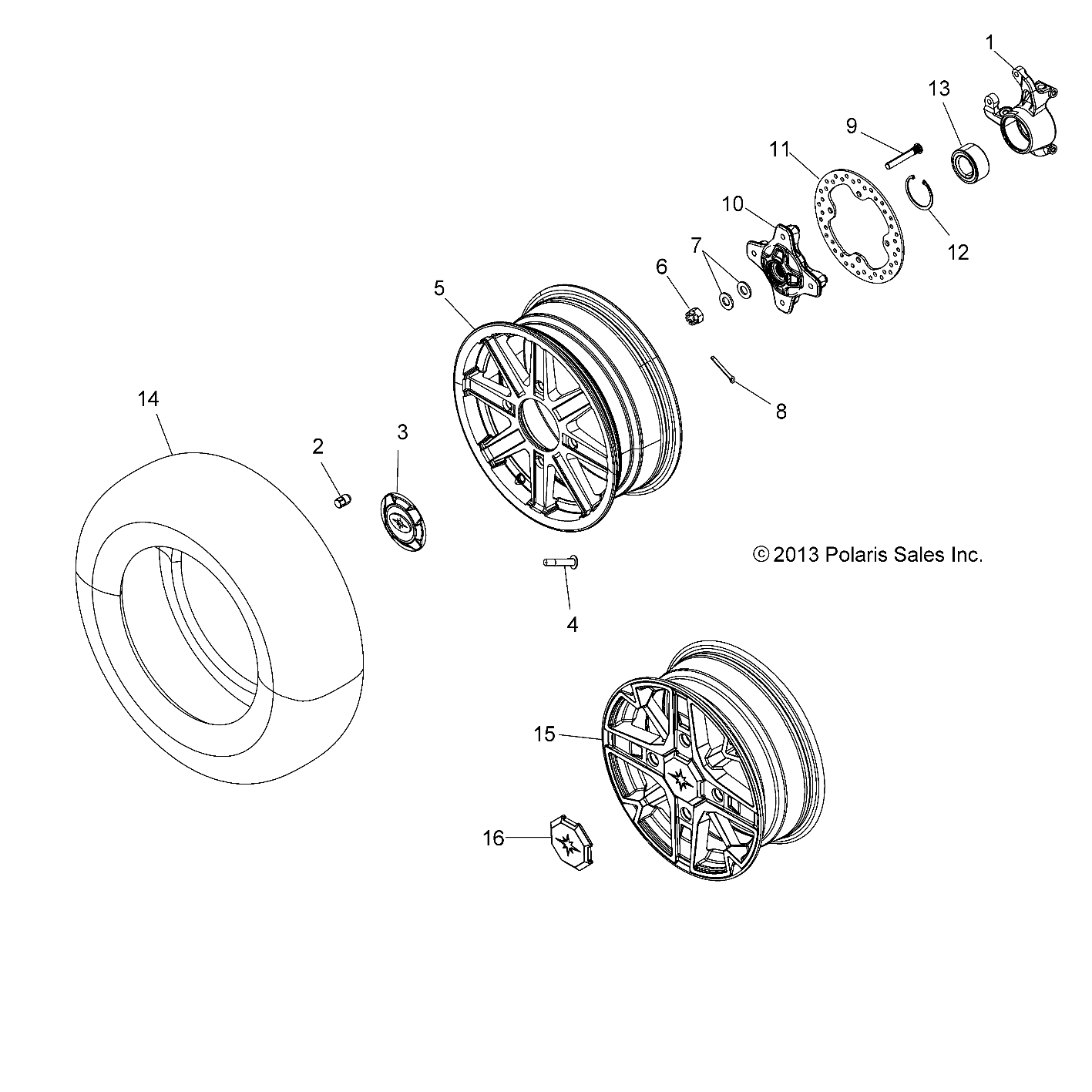 WHEELS, FRONT and HUB - A15SXE95AC/AK/AW/L95AM (49ATVWHEELFRT14SPTRG)