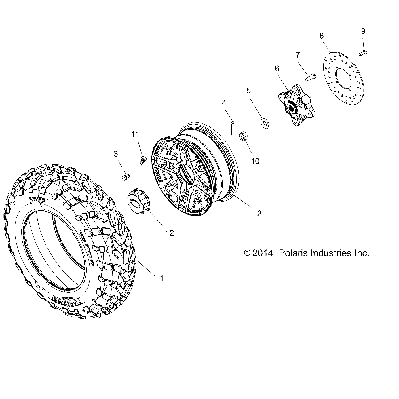 WHEELS, FRONT TIRE and BRAKE DISC - A15DAE57AK (49ATVWHEELFRT15ACE570)