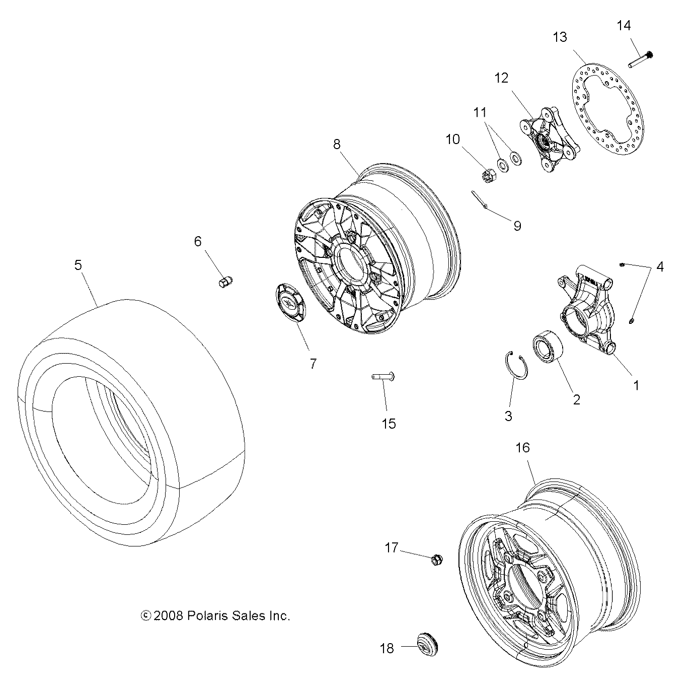 WHEELS, REAR and HUB - A09ZN85/8X ALL OPTIONS (49ATVWHEELREAR09SPXP550)