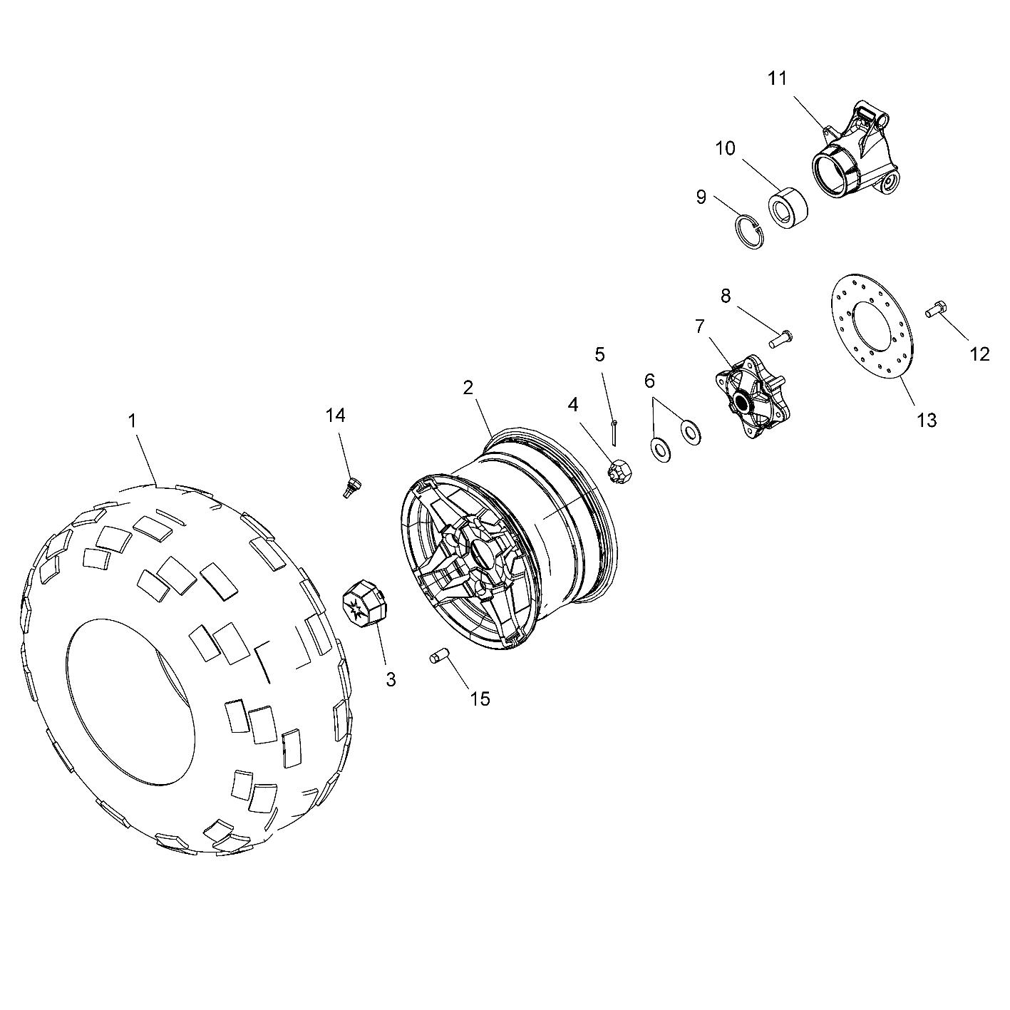 WHEELS, REAR TIRE and BRAKE DISC - A19SHD57B9/E57BJ/E57BW (49ATVWHEELREAR15570SP)