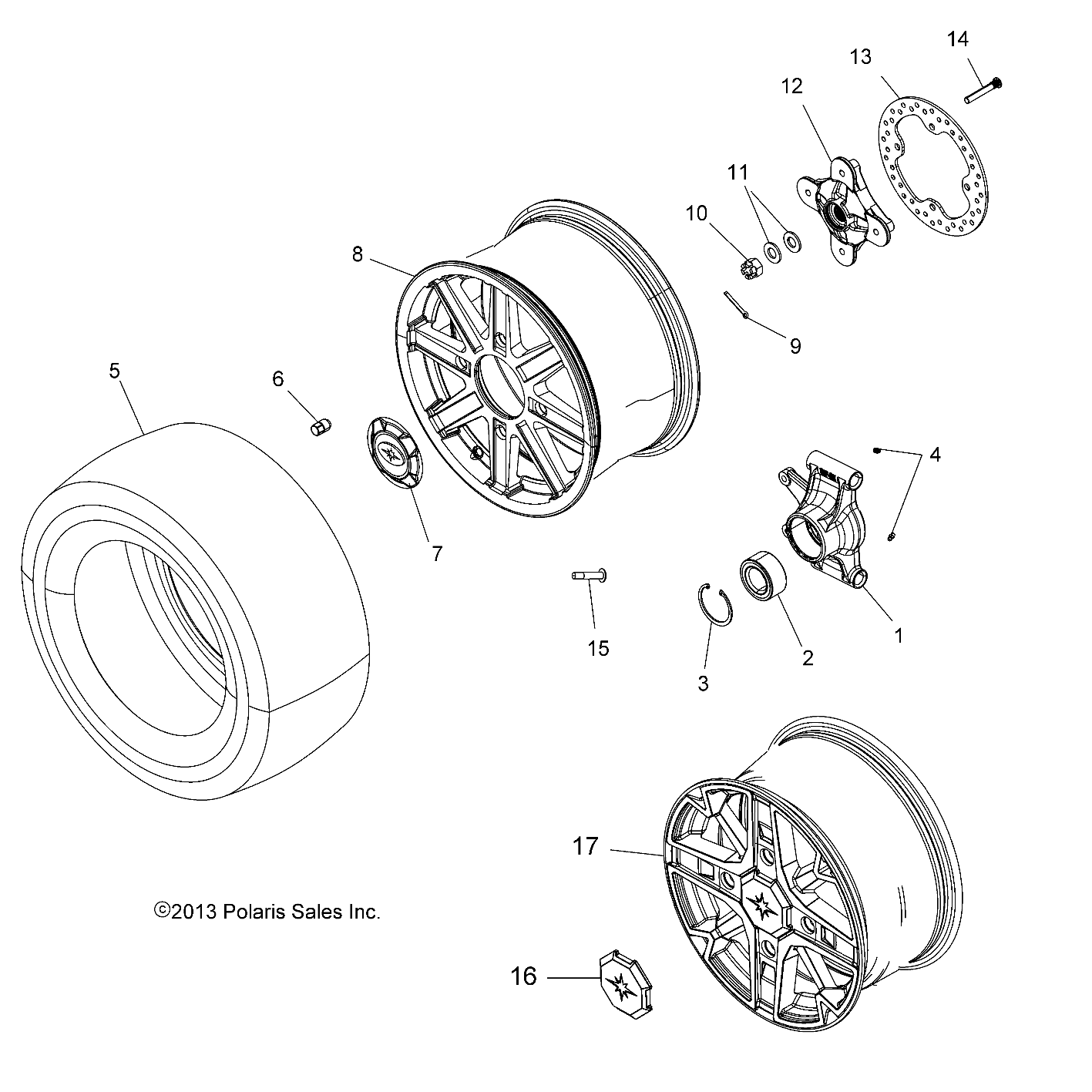 WHEELS, REAR and HUB - A14DN8EAH/EAQ/EAR (49ATVWHEELRR14SPTRG)