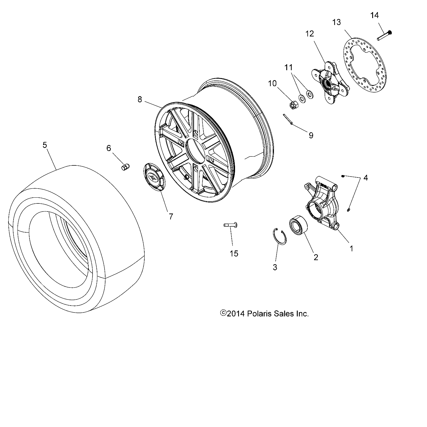 WHEELS, REAR and HUB - A15SYE85FS (49ATVWHEELRR15850TRG)