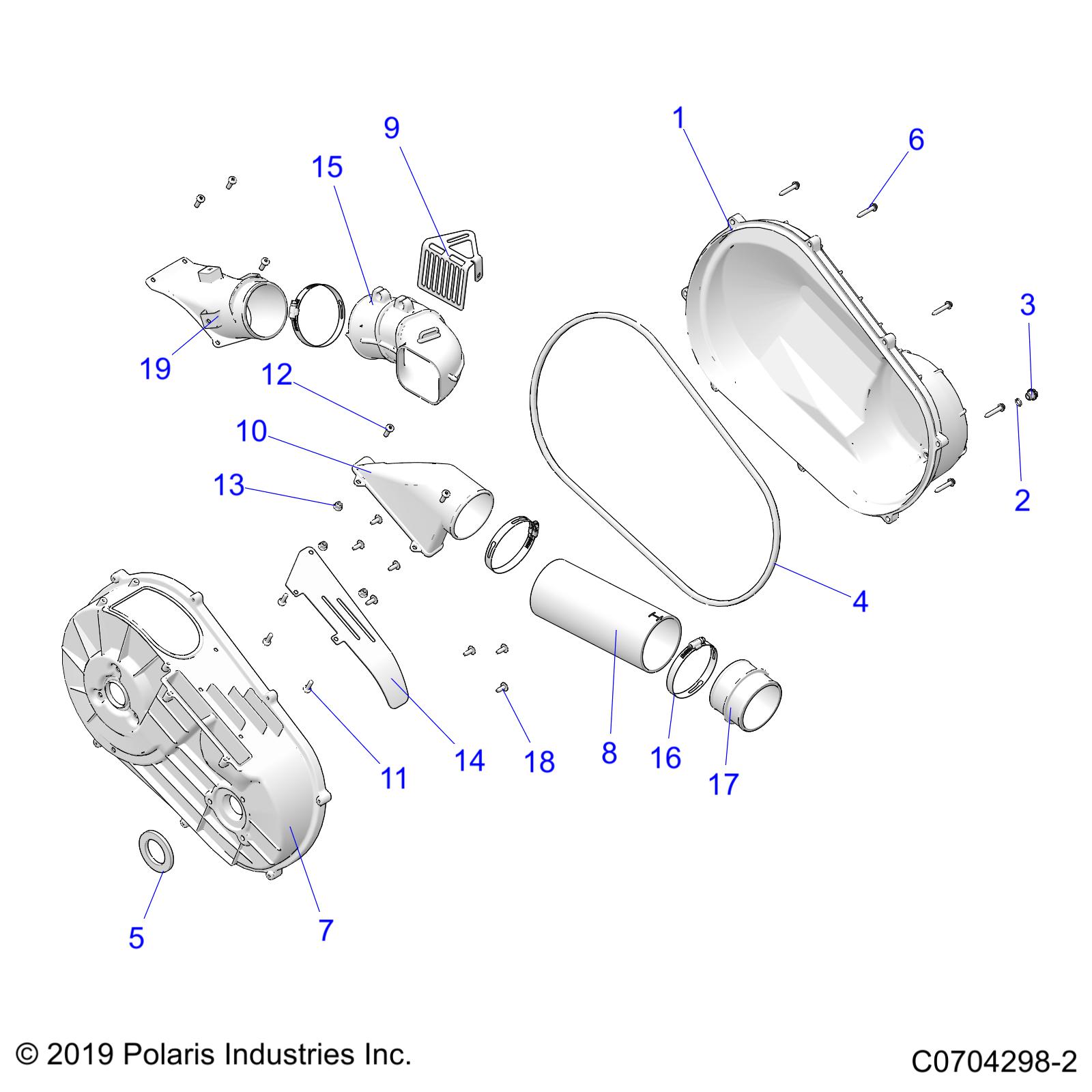 DRIVE TRAIN, CLUTCH COVER and DUCTING - D20BBP99A4/B4/FP99A4 (C0704298-2)