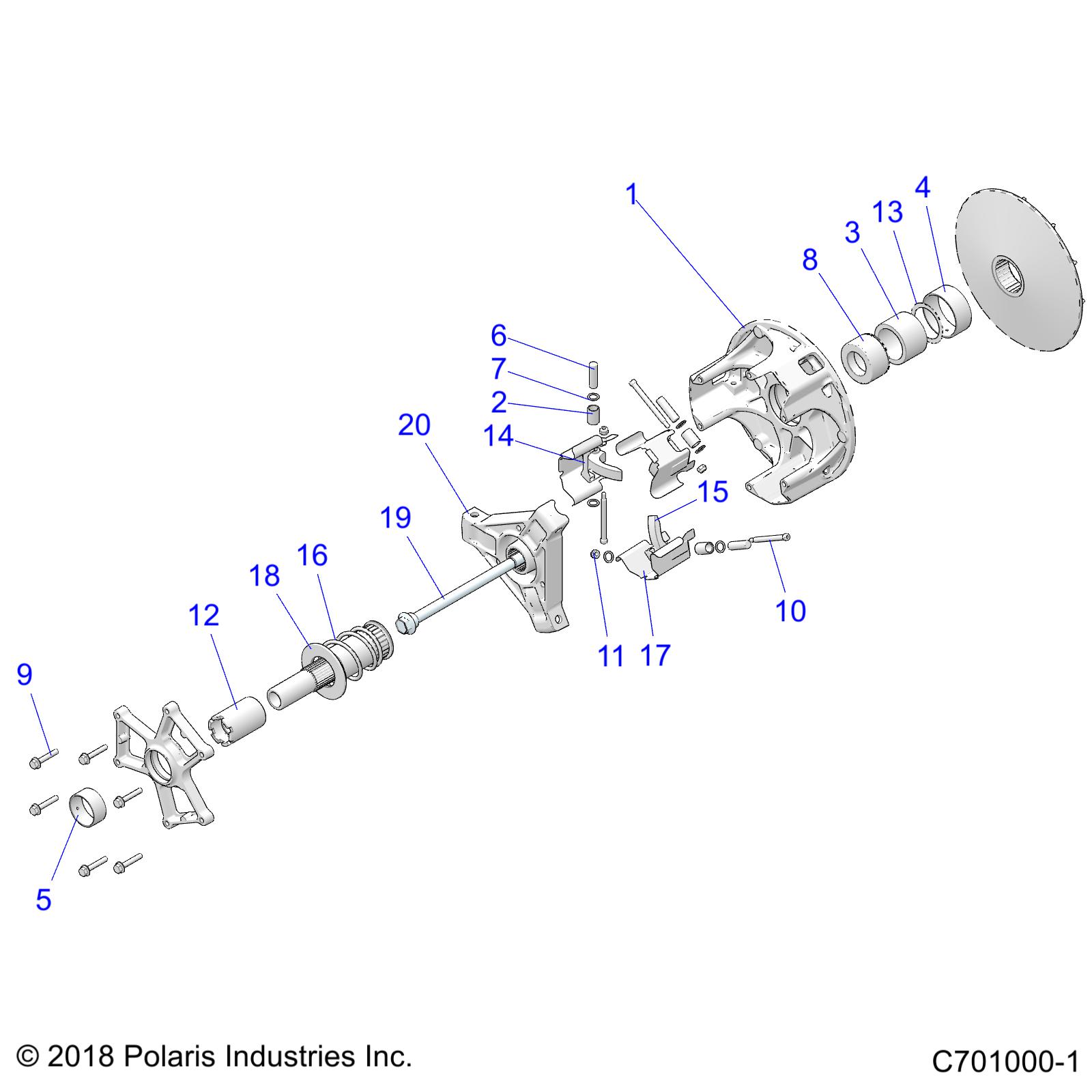 DRIVE TRAIN, PRIMARY CLUTCH - Z20NAE92AL/AR/BL/BR/F92AL/AR (C701000-1)