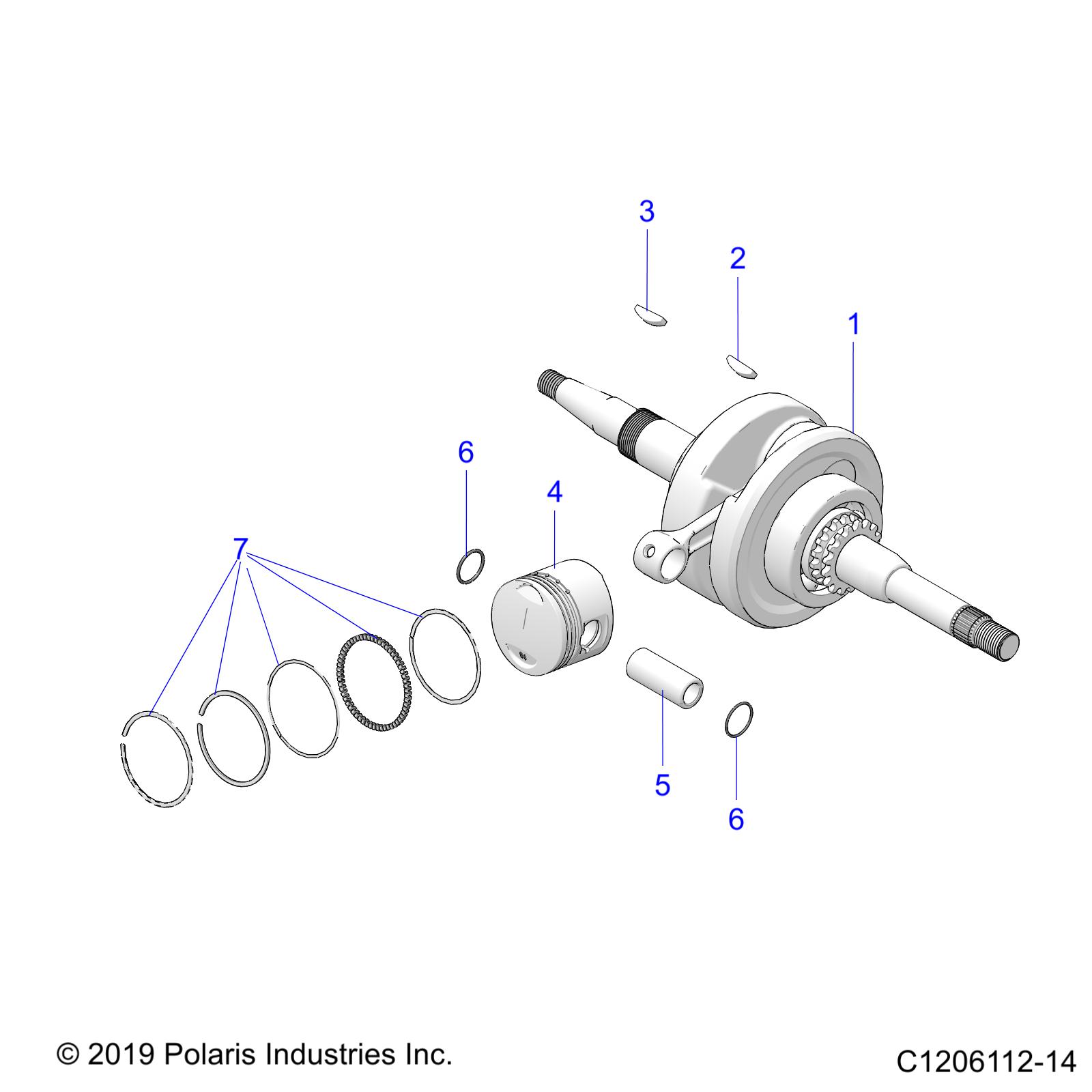 ENGINE, CRANKSHAFT AND PISTON - A22HBB07B3/BB07B7 (C1206112-14)