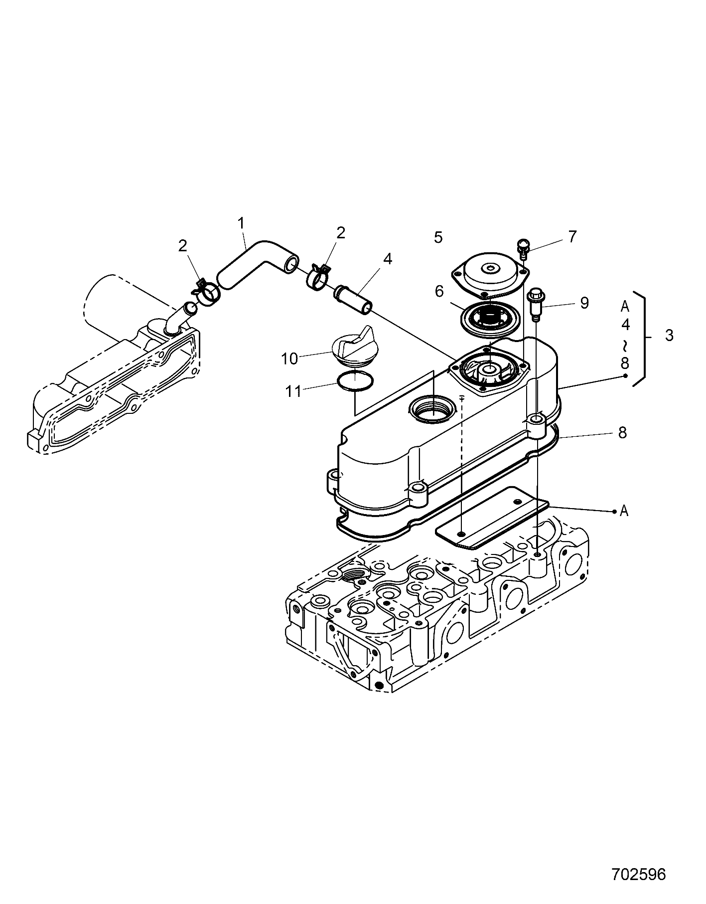 ENGINE, HEAD COVER - D25P2AD4B4/GD/UD/WD4B4 (702596)